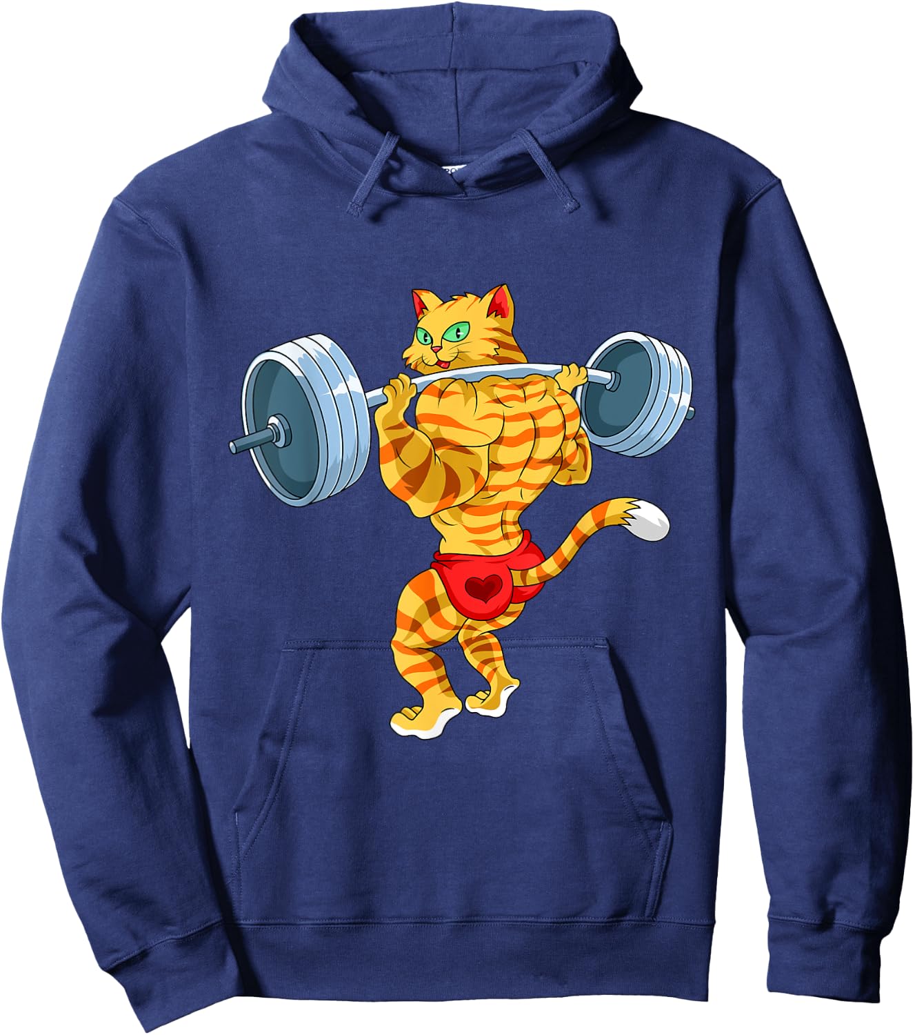 Weightlifing Barbell - Funny Workout Gym Weightlifting Cat Women Hoodie - Hoodie | Navy