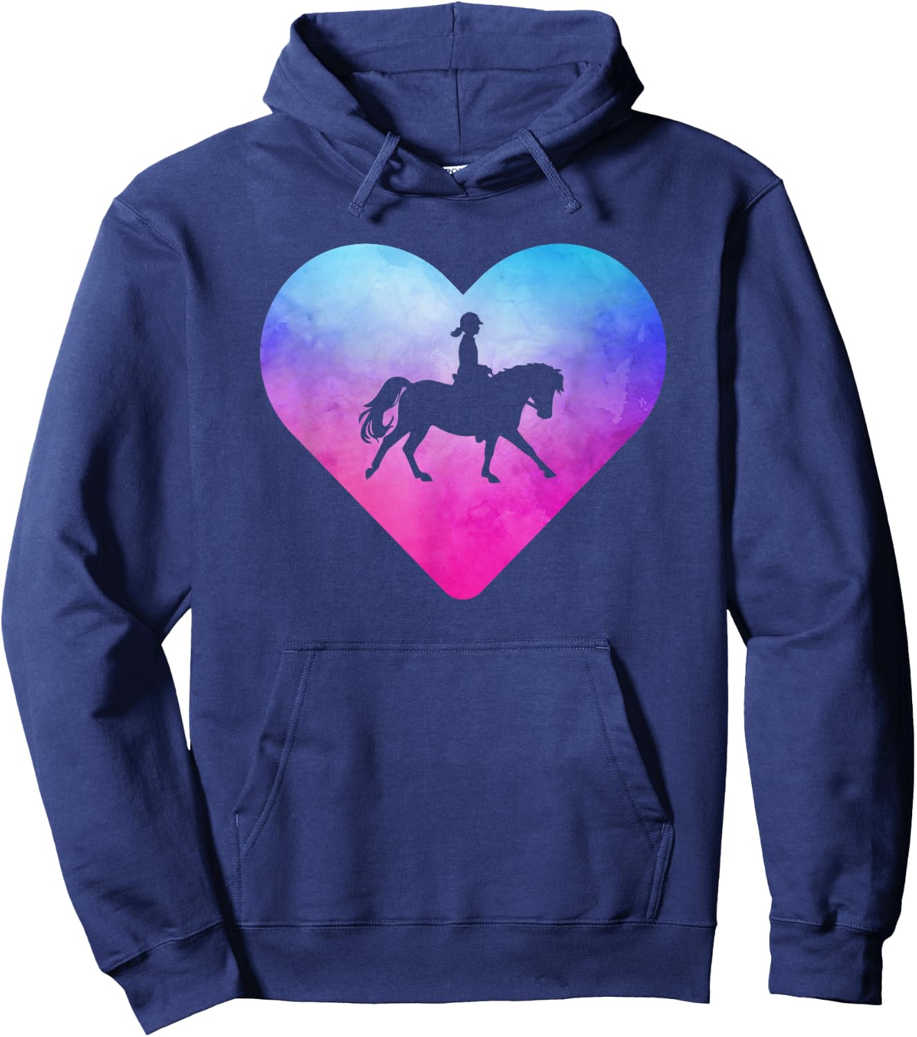 Women or Girls Horseback Riding Horse Hoodie - Hoodie | Navy