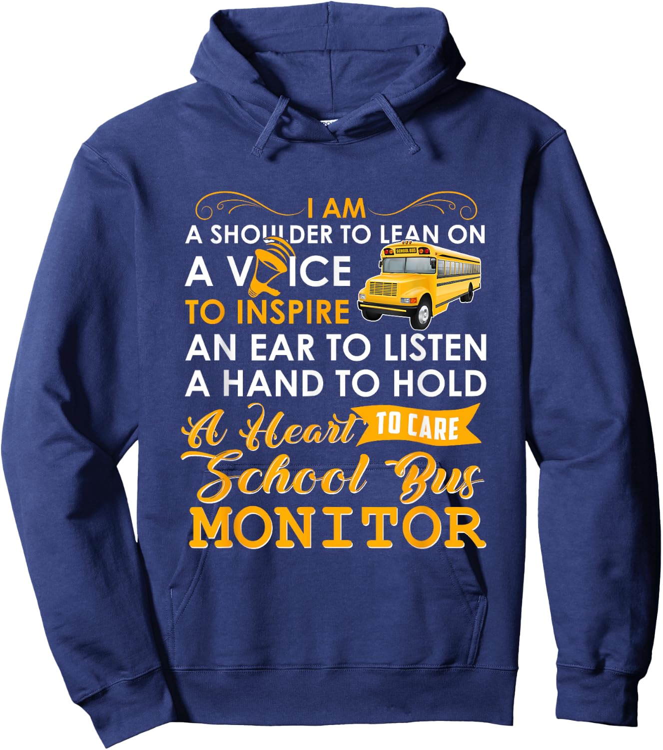 A Heart To Care School Bus Monitor Driver Speed Students Top Hoodie - Hoodie | Navy