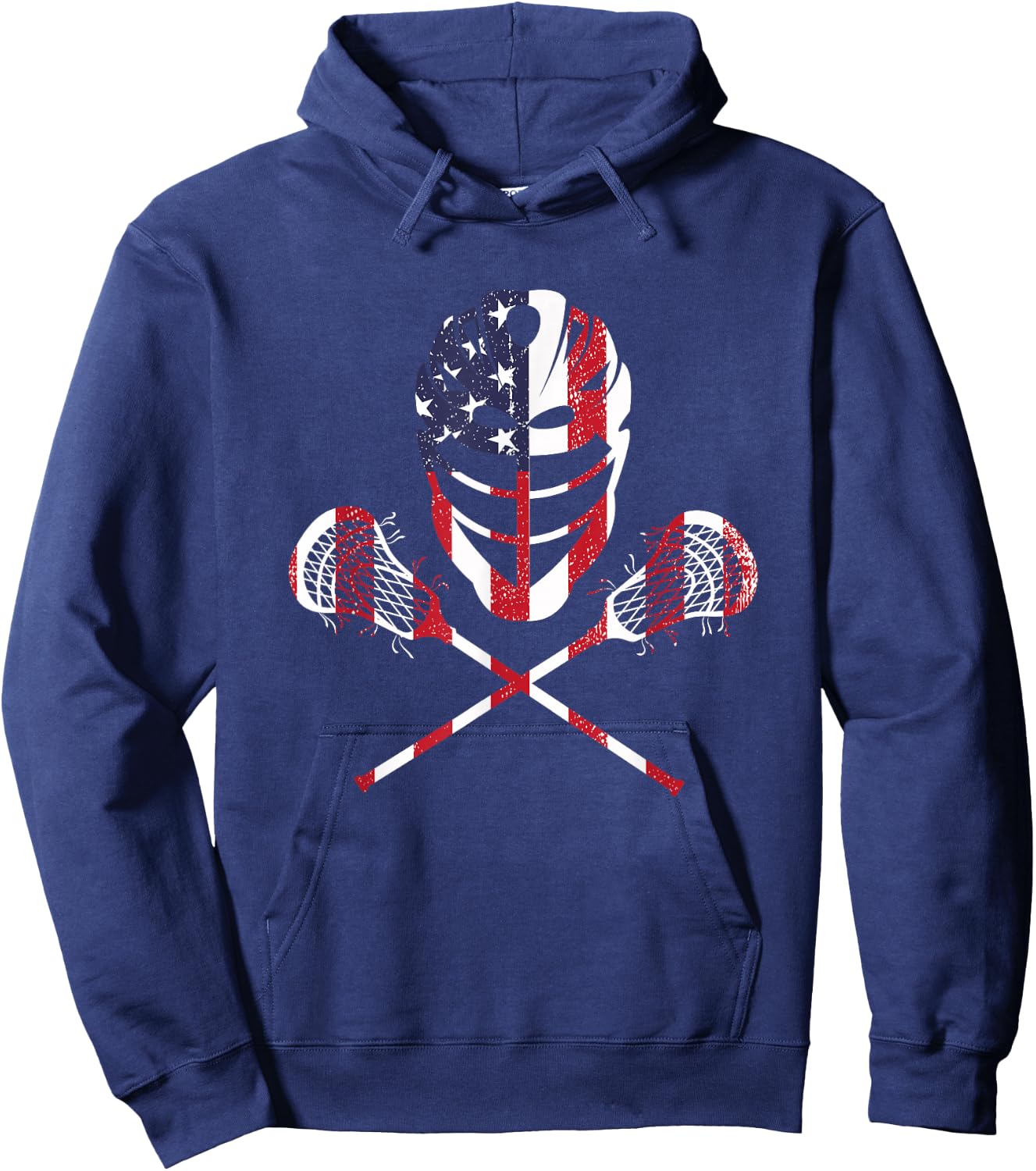 Lacrosse American Flag Lax Helmet Sticks 4th of July Hoodie - Hoodie | Navy