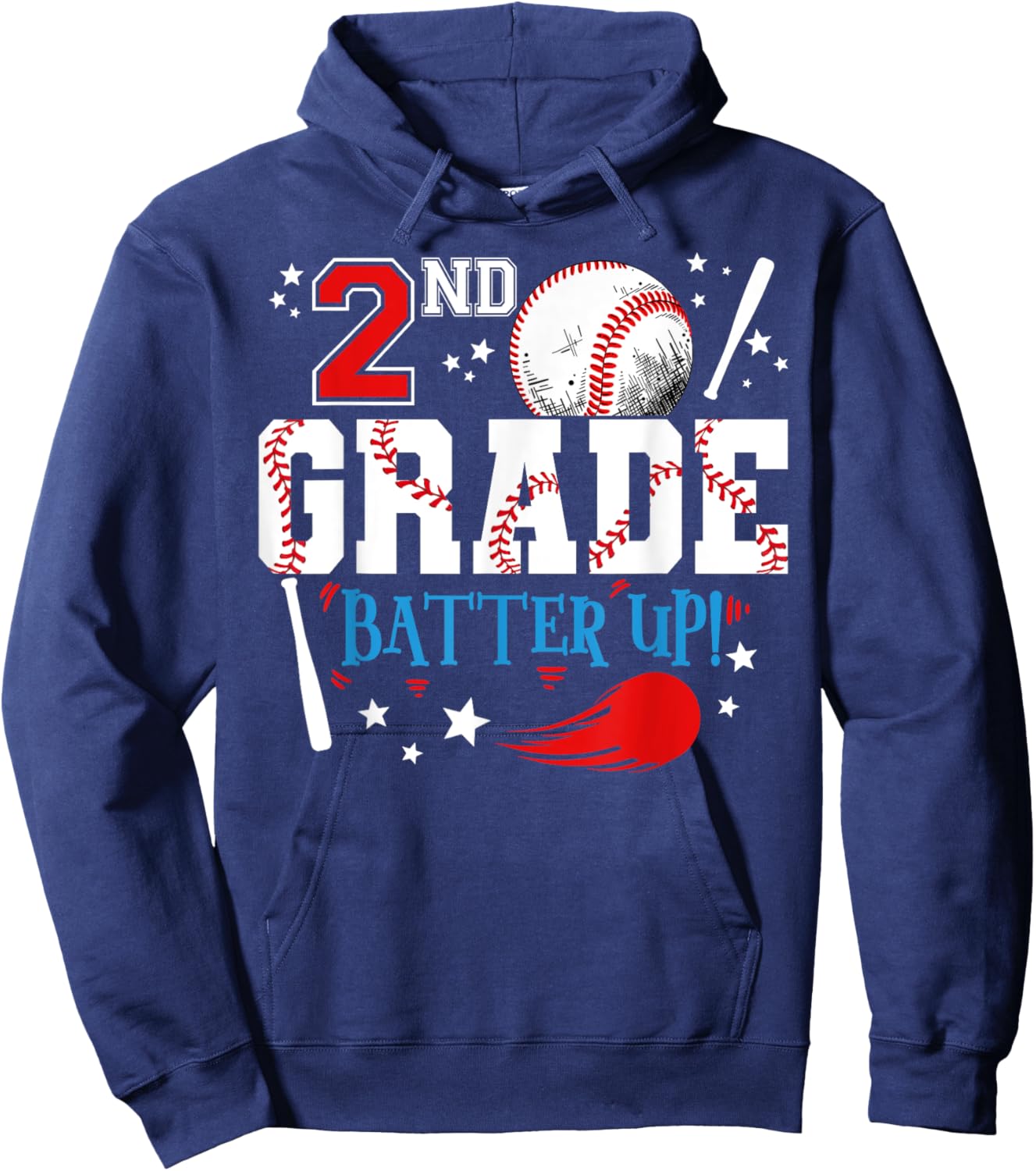 2nd Grade Batter Up Back To School Baseball Player Boys Hoodie - Hoodie | Navy