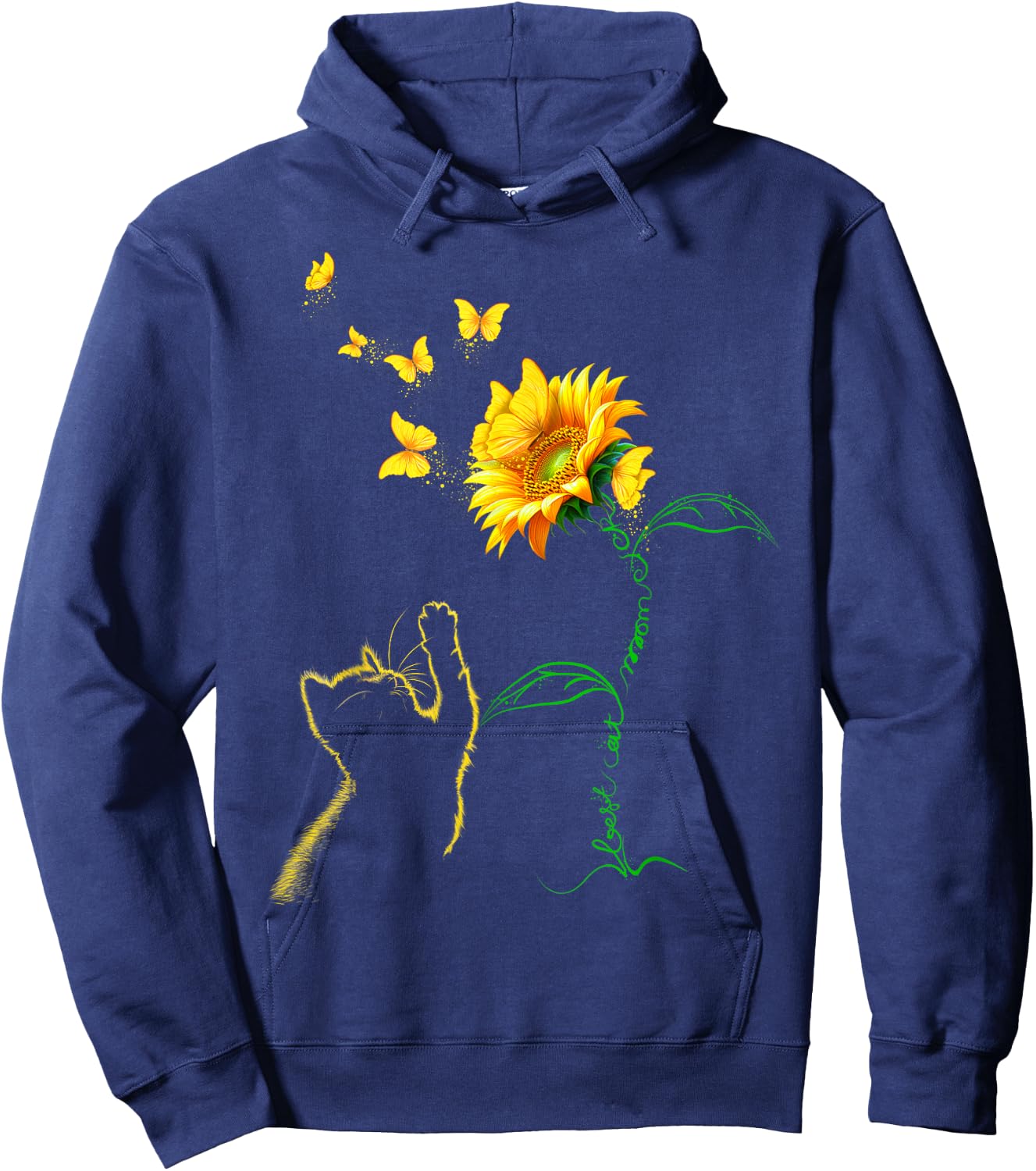 Best Cat Mom Ever Sunflower Mother's Day Gifts for Cat Lover Men Women Hoodie - Hoodie | Navy