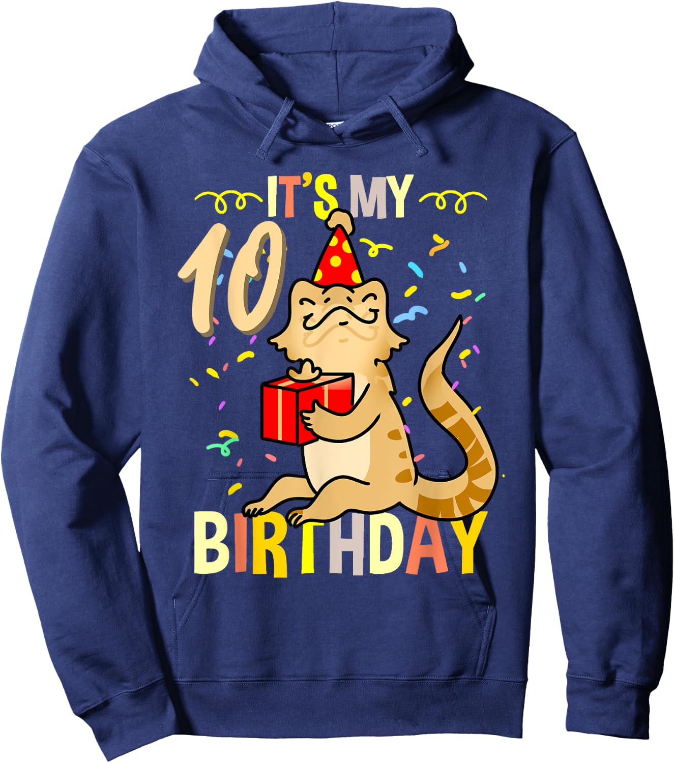 Its My 10th Birthday Bearded Dragon Lizard Lover Hoodie - Hoodie | Navy