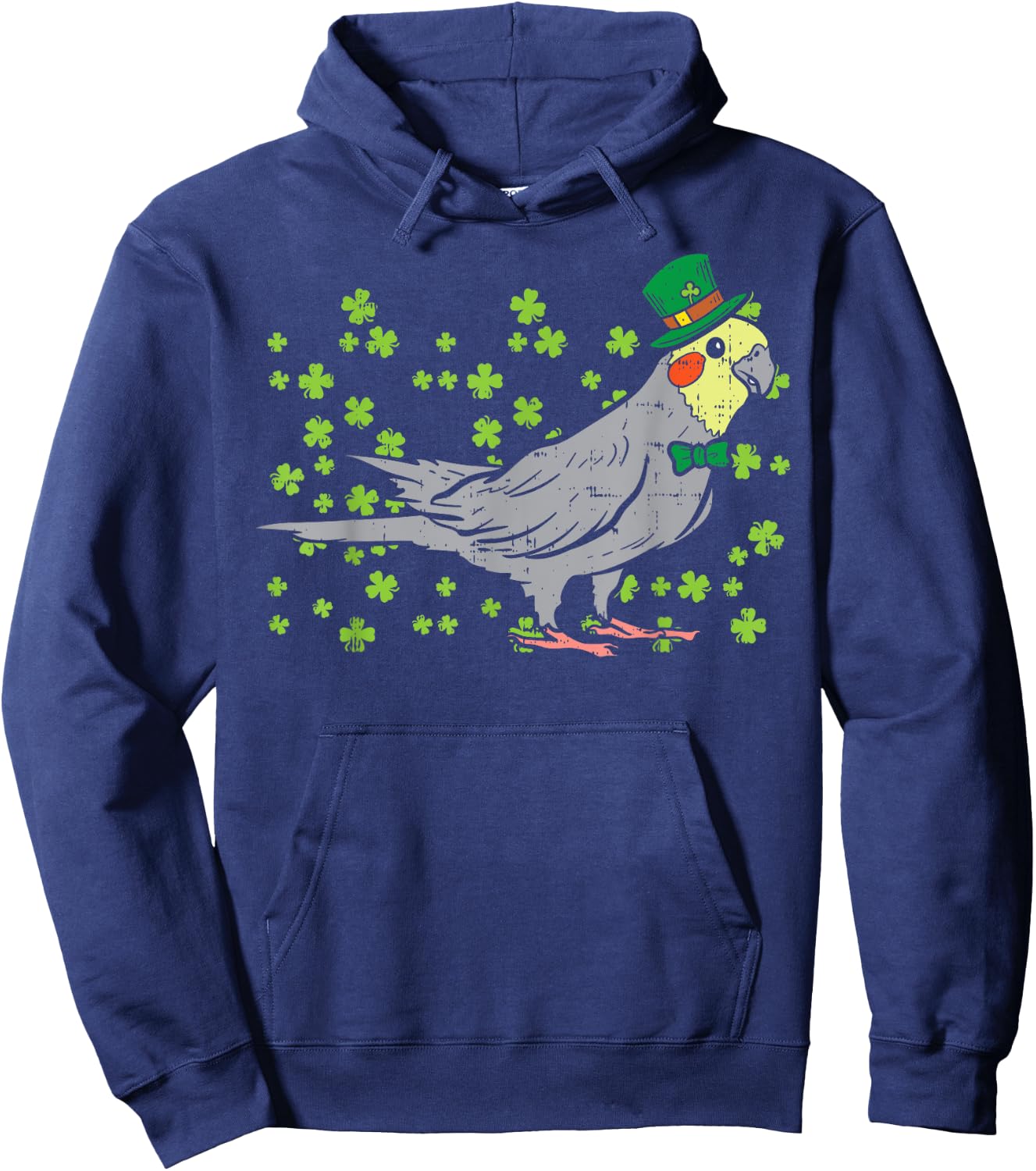 Leprechaun Cockatiel Bird Clover St Patricks Day Animal Gift Hoodie - Hoodie | Navy