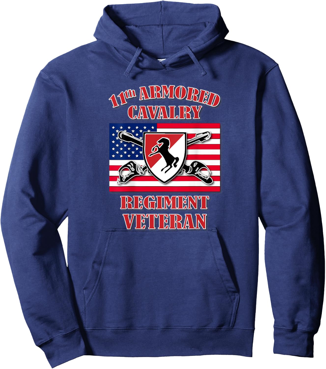 11th Armored Cavalry Regiment Veteran (Back Design) Hoodie - Hoodie | Navy