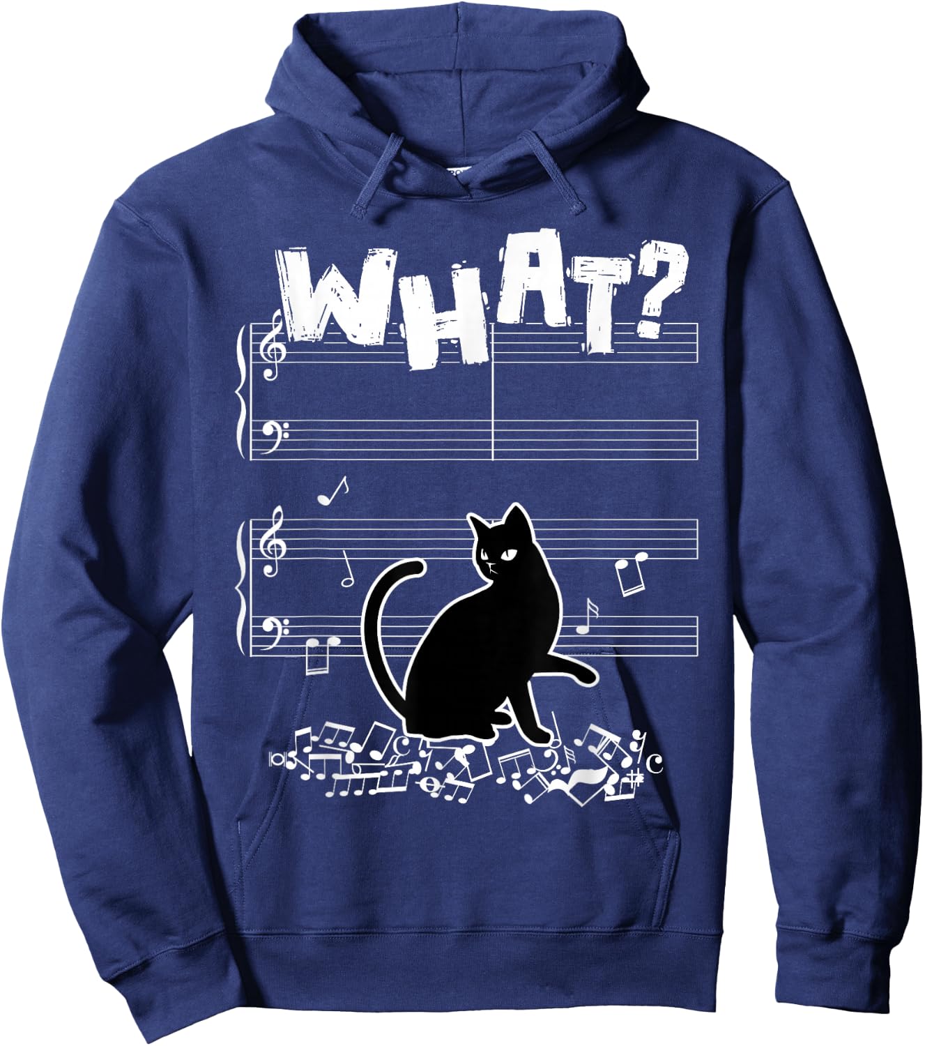 Cat What Funny Cat Music Note Hoodie - Hoodie | Navy