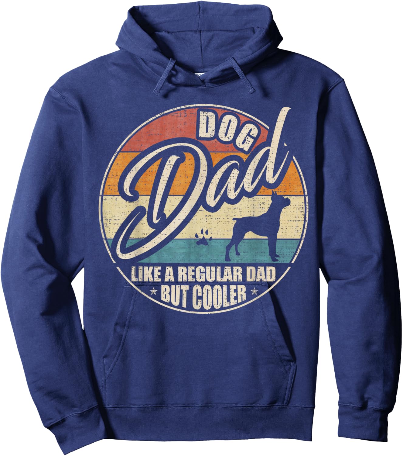 Vintage Retro Dog Dad Like A Regular Dad But Cooler Funny Hoodie - Hoodie | Navy