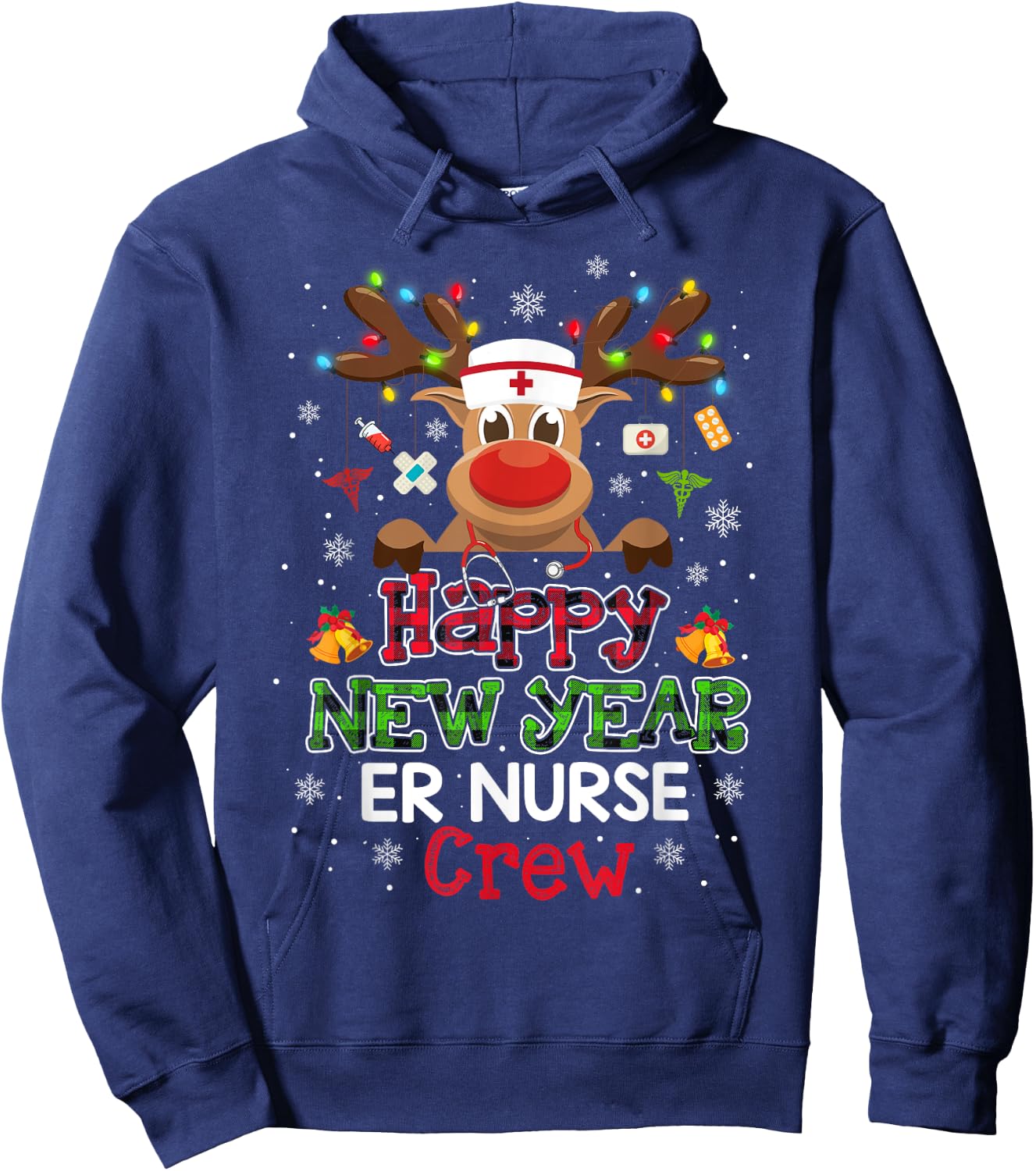 Happy New Year ER Nurse Crew Christmas Lovely Gifts Hoodie - Hoodie | Navy