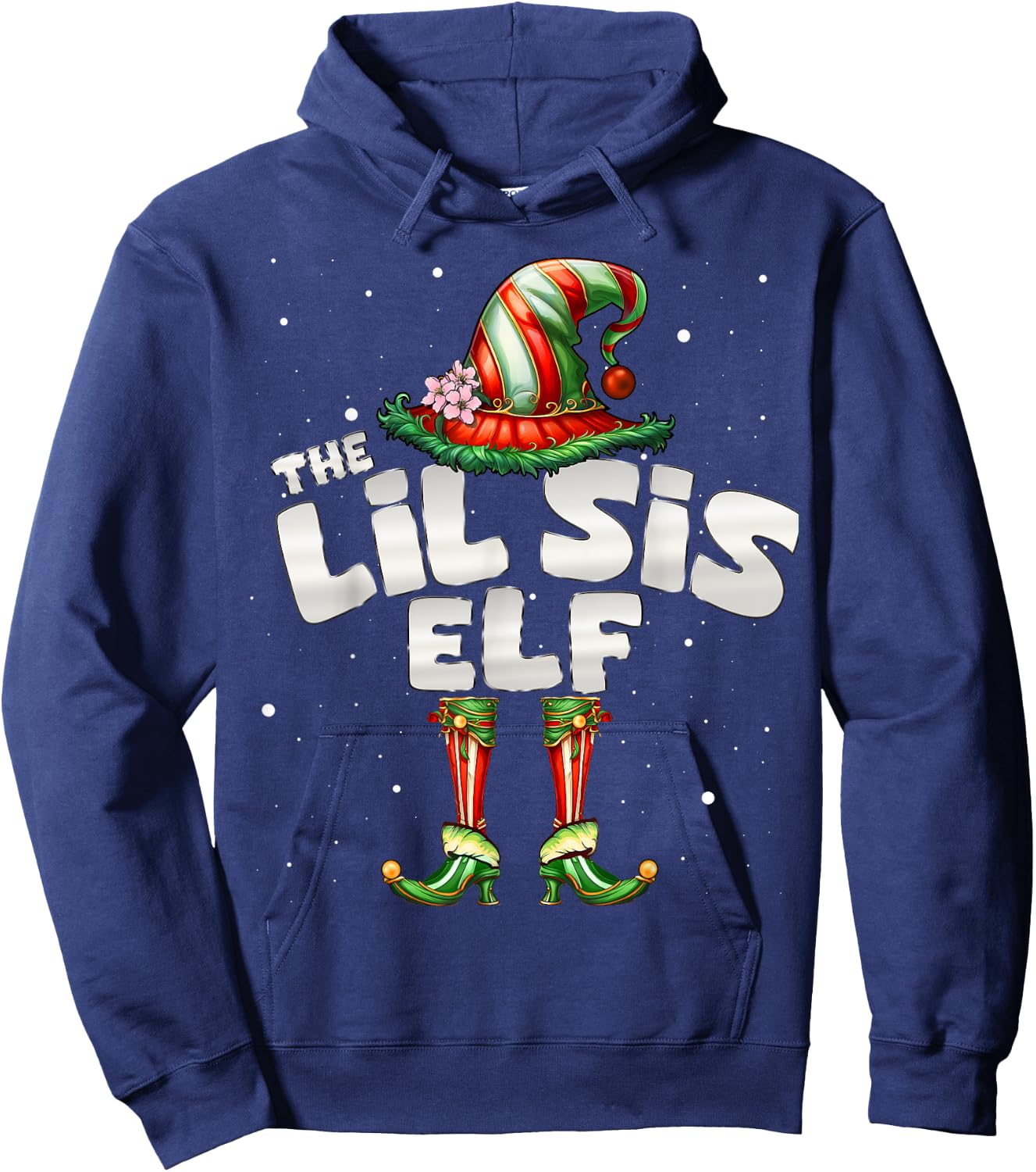 I'm The Sister Elf Family Matching Group Christmas Lil Sis Hoodie - Hoodie | Navy