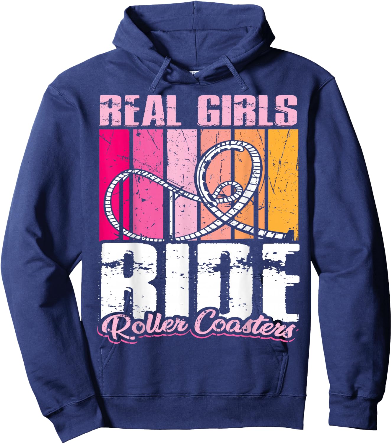 roller coaster design - Real girls ride roller coaster Hoodie - Hoodie | Navy