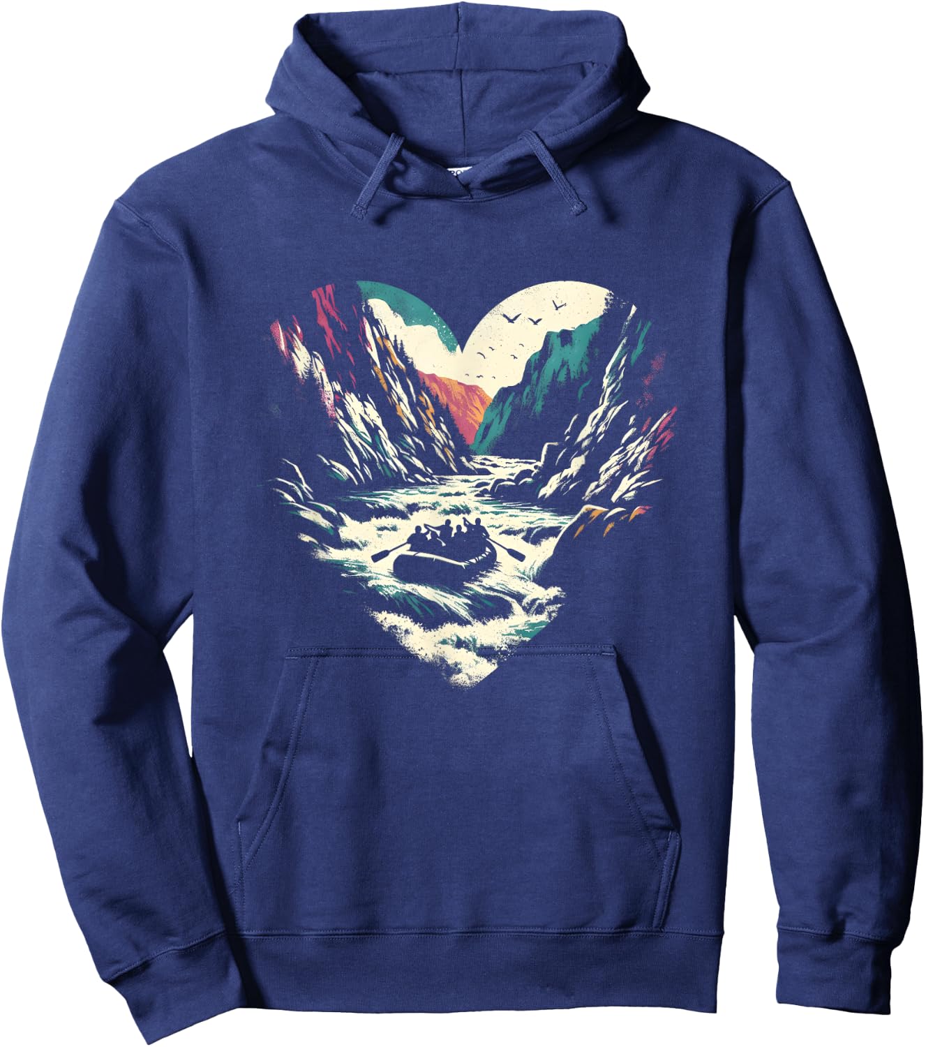 Whitewater Rafting Heart - Vintage Extreme Rafting Lover Hoodie - Hoodie | Navy