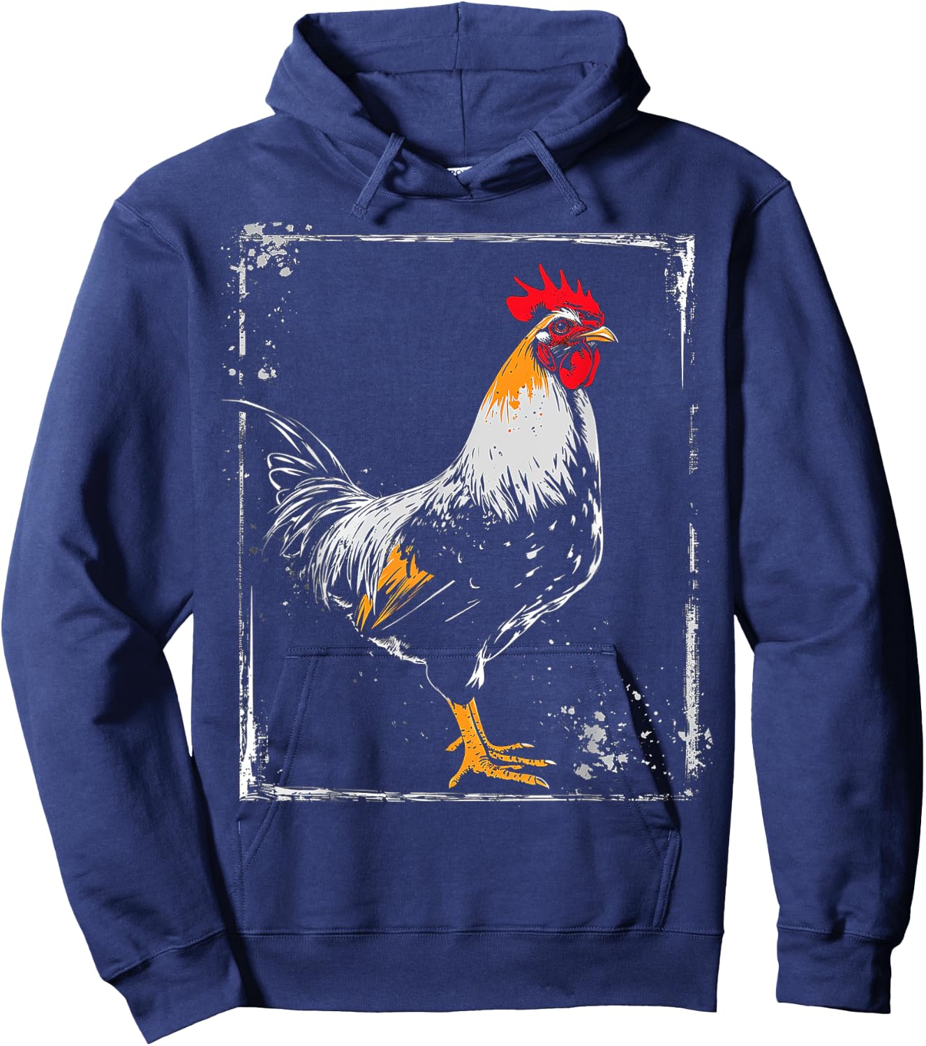 Chicken Painting Drawing Animal Art Graphic Chicken Hoodie - Hoodie | Navy