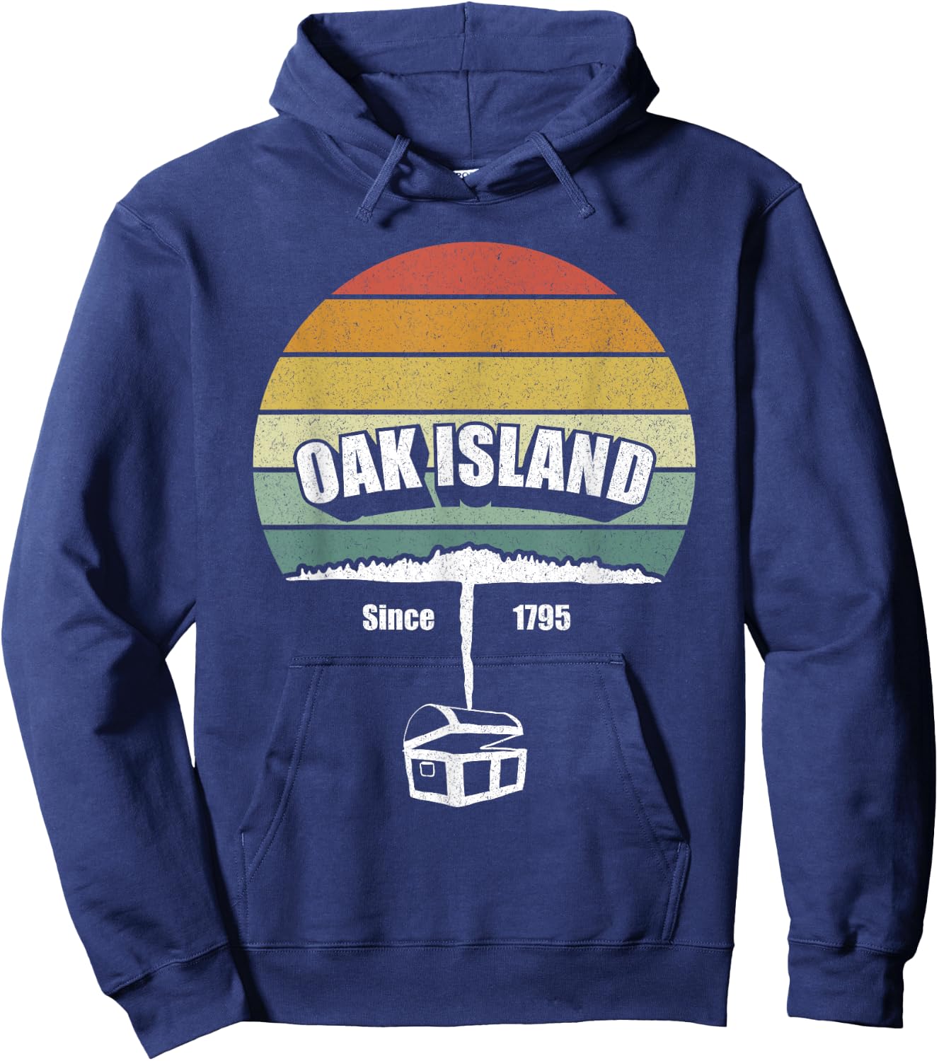 Retro Oak Island And Treasure Shirt Gift Nova Scotia Funny Hoodie - Hoodie | Navy