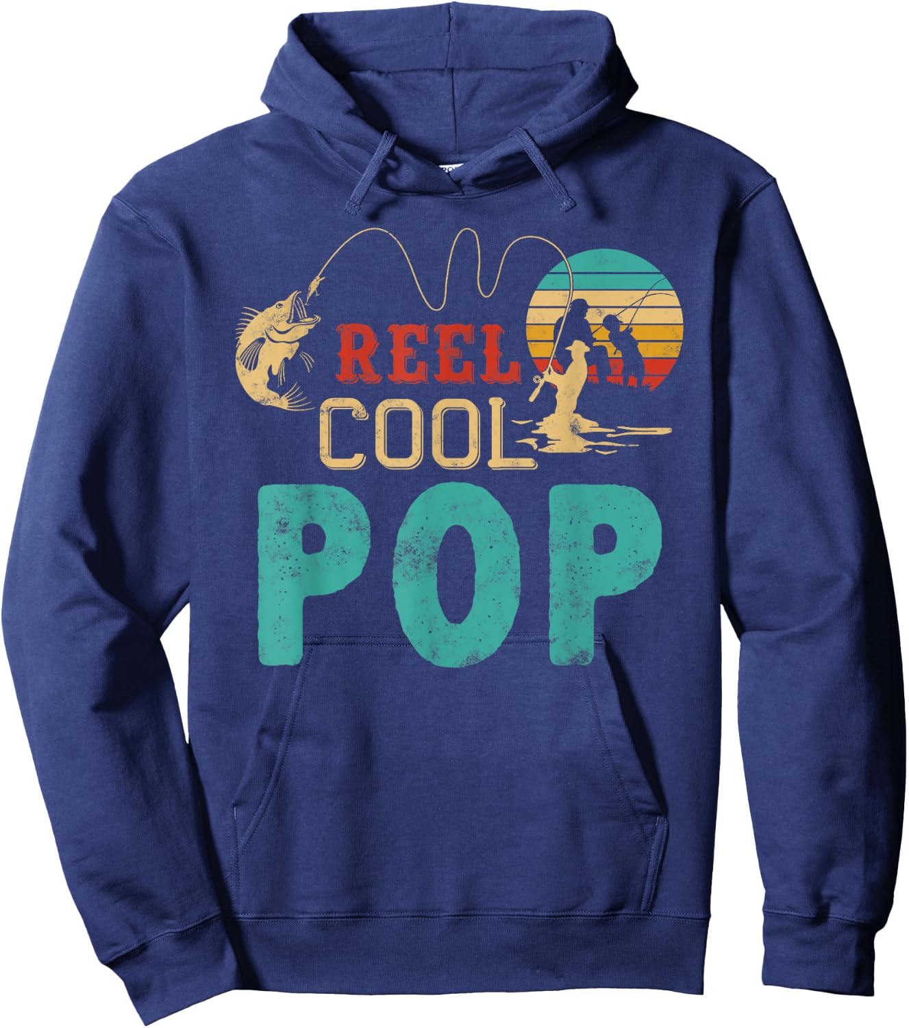 Fishing Reel Cool Pop Father’s day Gift Fisherman Pop Hoodie - Hoodie | Navy