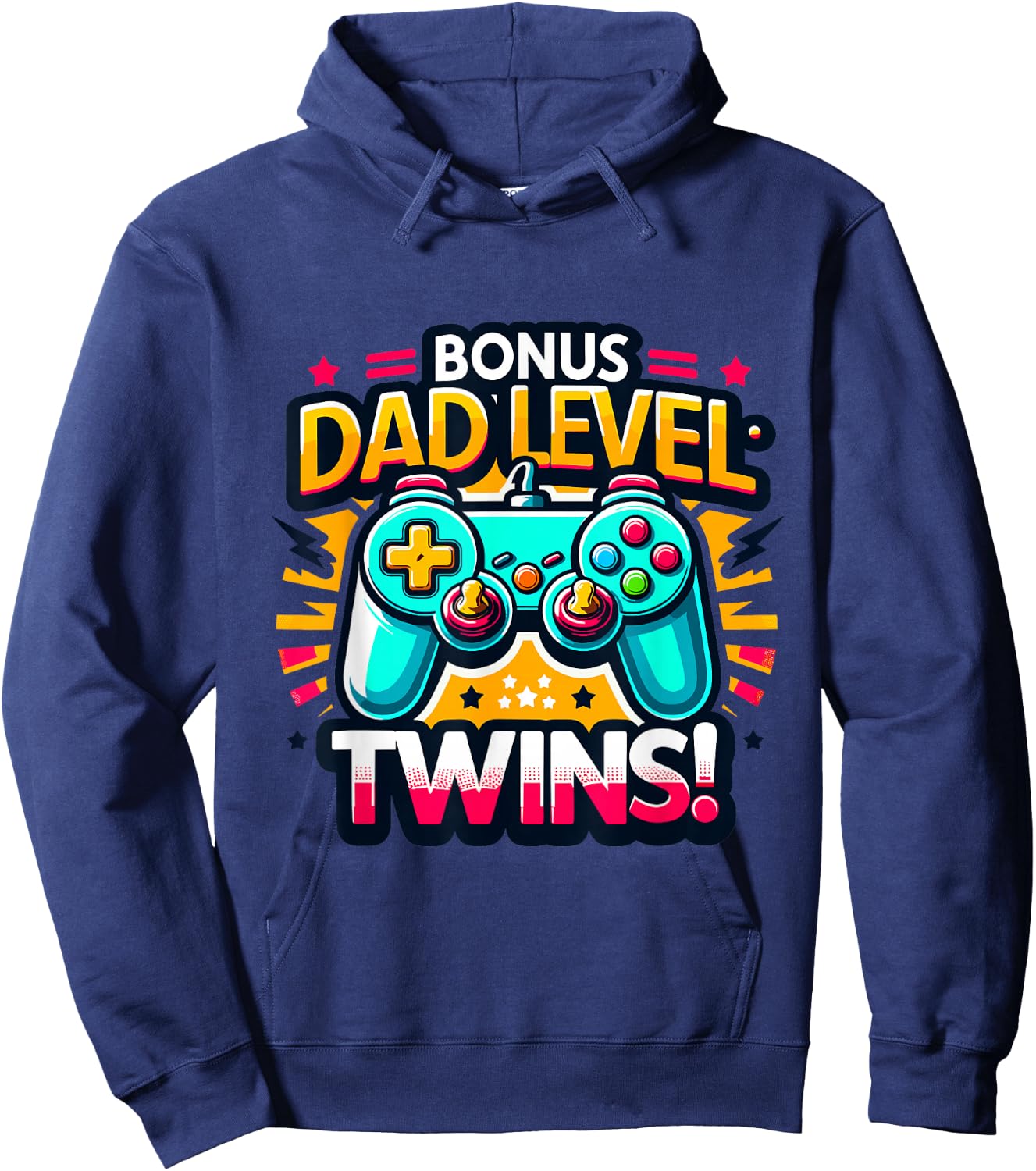 Dad Level: Twins! - Funny and Playful Typography Twin Dad Hoodie - Hoodie | Navy