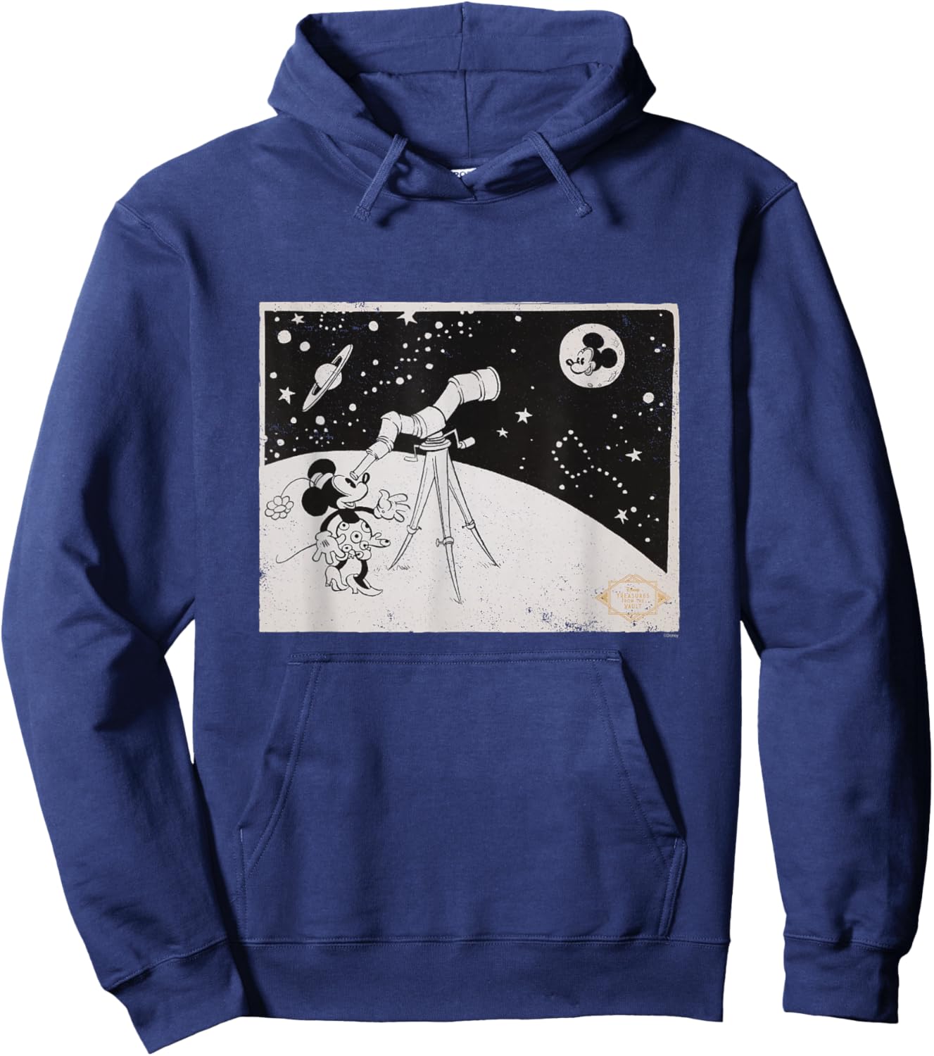 Disney Minnie & Mickey Mouse Telescope Moon Romantic Vintage Hoodie - Hoodie | Navy