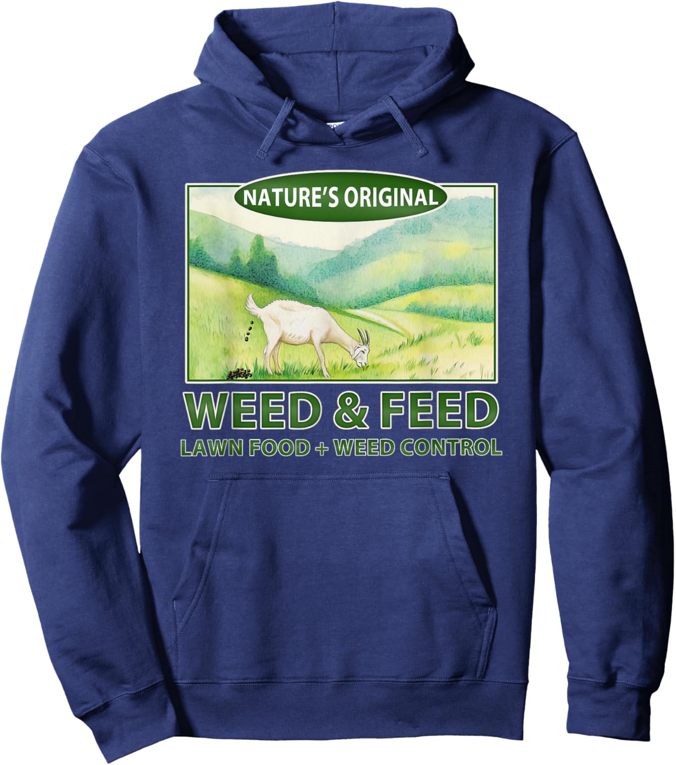 "weed & Feed" Funny Goat Homestead Hoodie - Hoodie | Navy