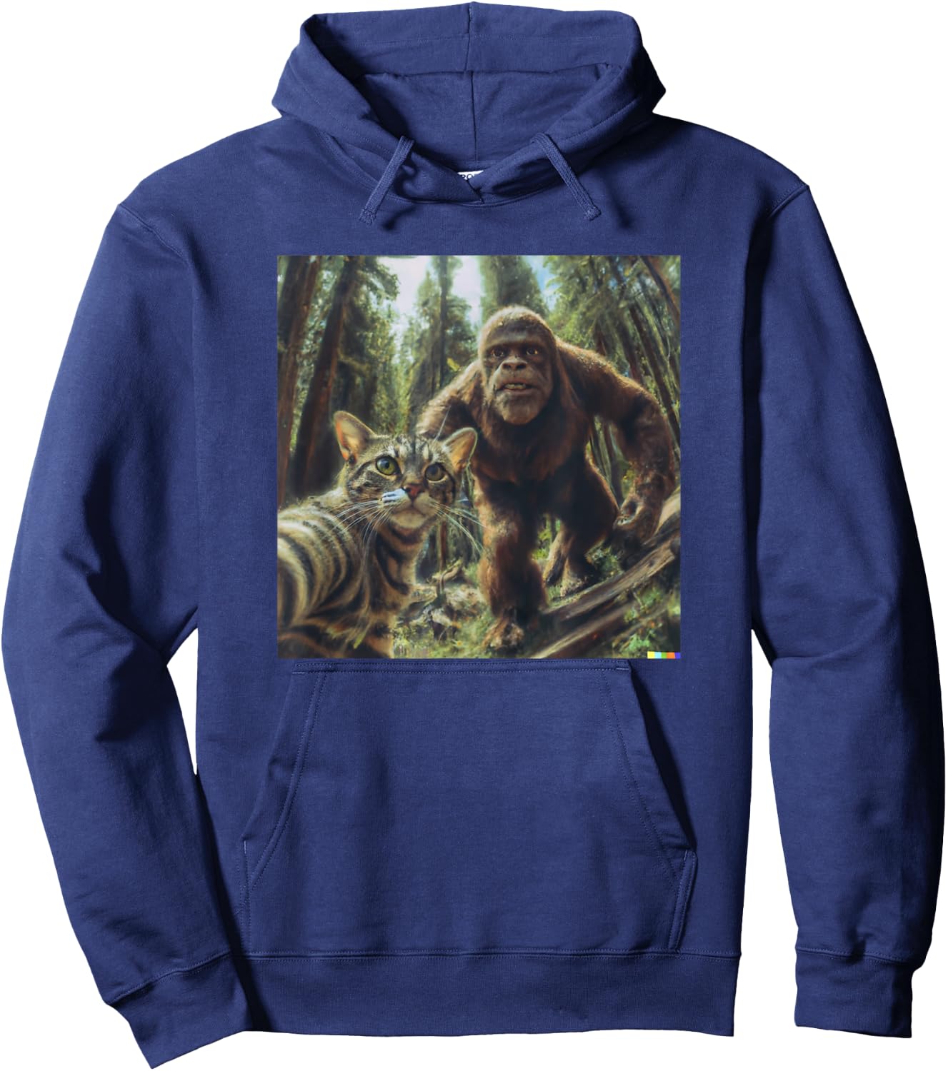 Cat Bigfoot Sasquatch Selfie Photo Funny Retro Classic Humor Men Women Girls Kids Hoodie - Hoodie | Navy