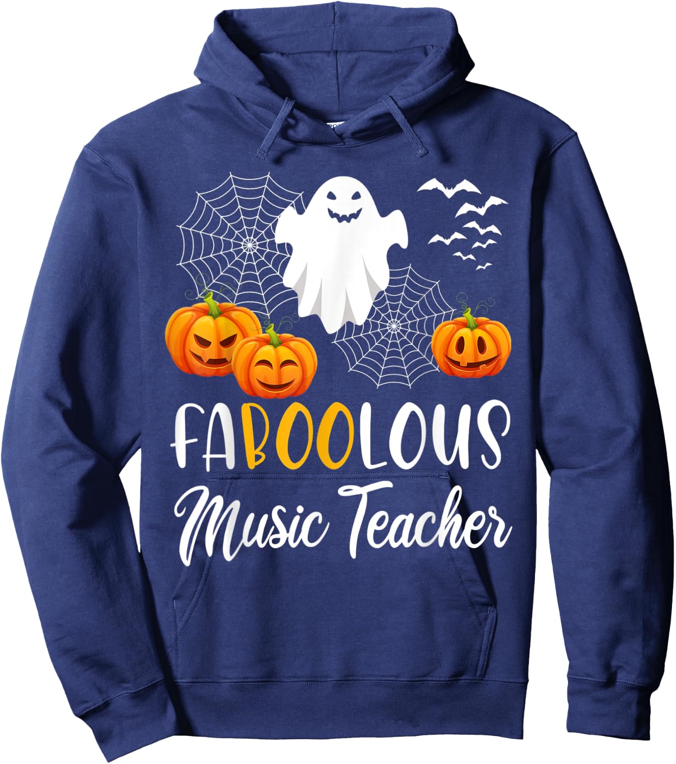 Faboolous Music Teacher Funny Pumpkin Boo Halloween Gift Hoodie - Hoodie | Navy