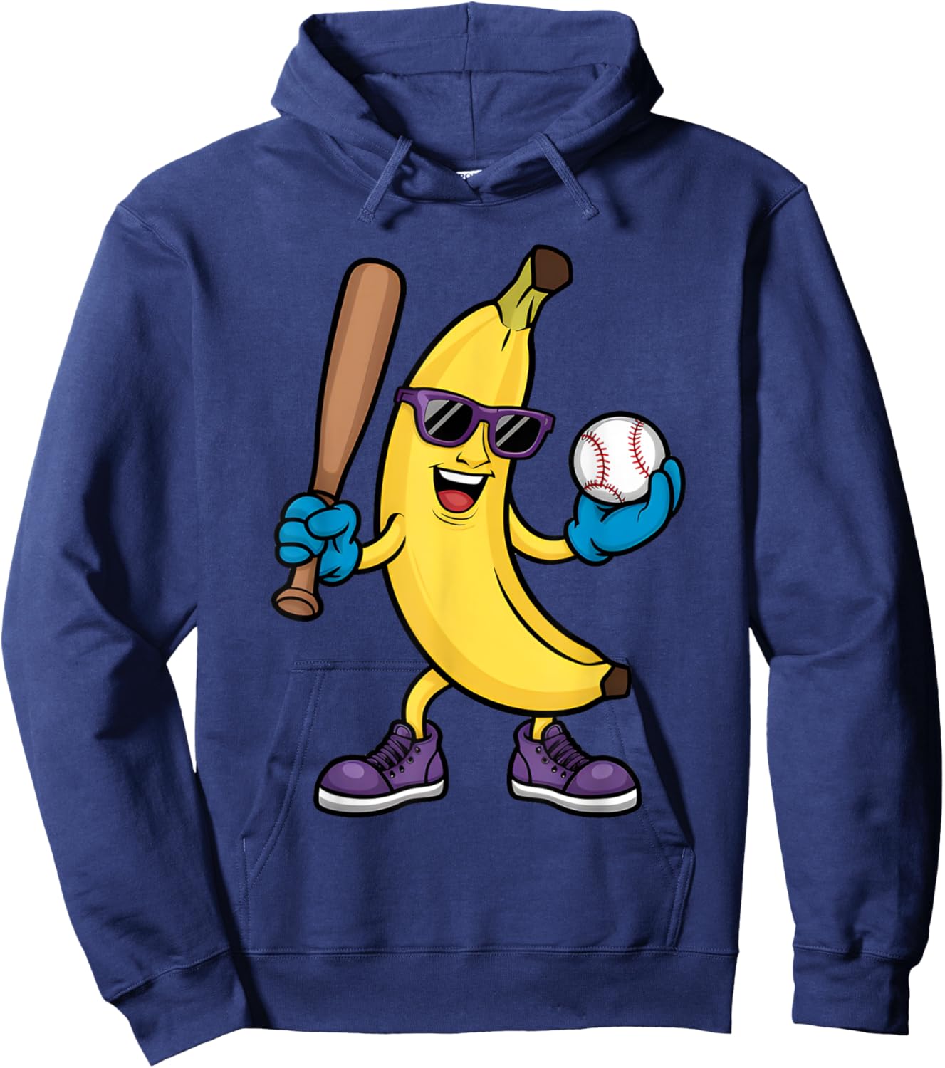 Cool Banana Playing Baseball Fruit Lover Fun Baseball Player Hoodie - Hoodie | Navy