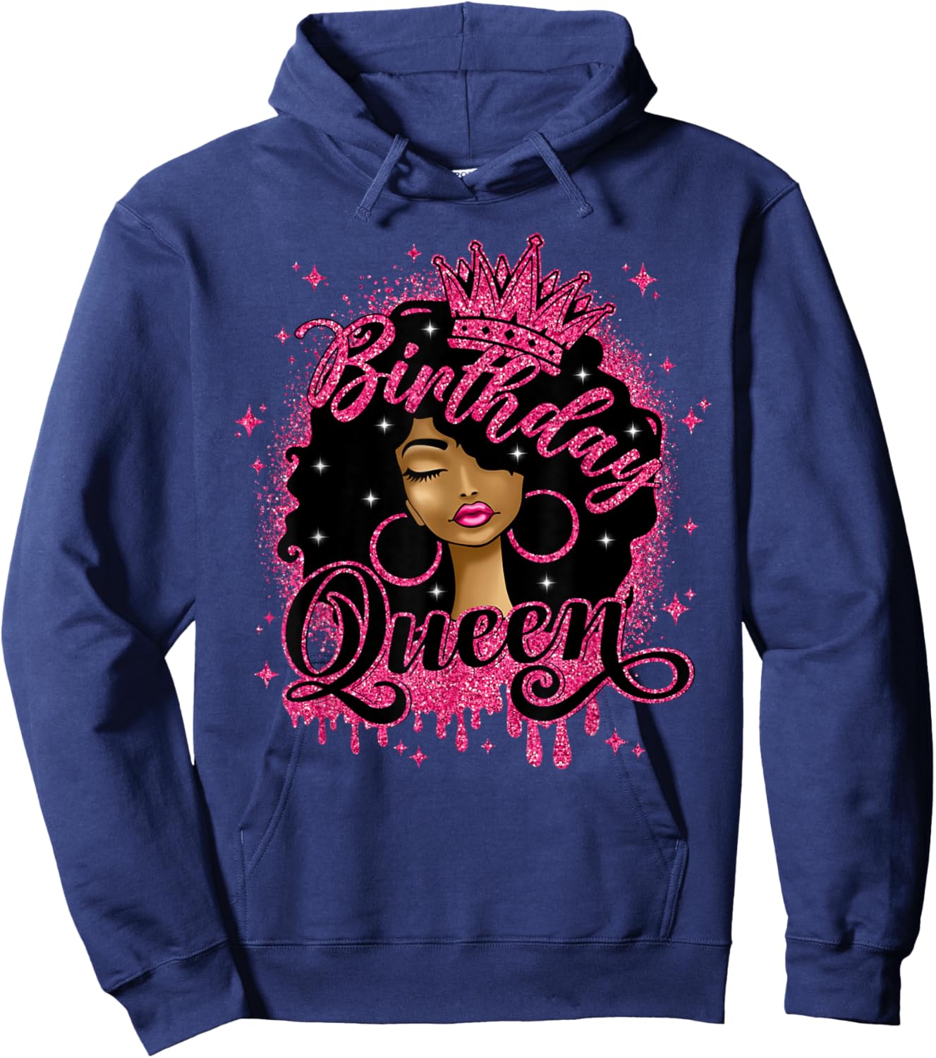 Birthday Queen Cute Curly Afro Black Women It's My Birthday Hoodie - Hoodie | Navy