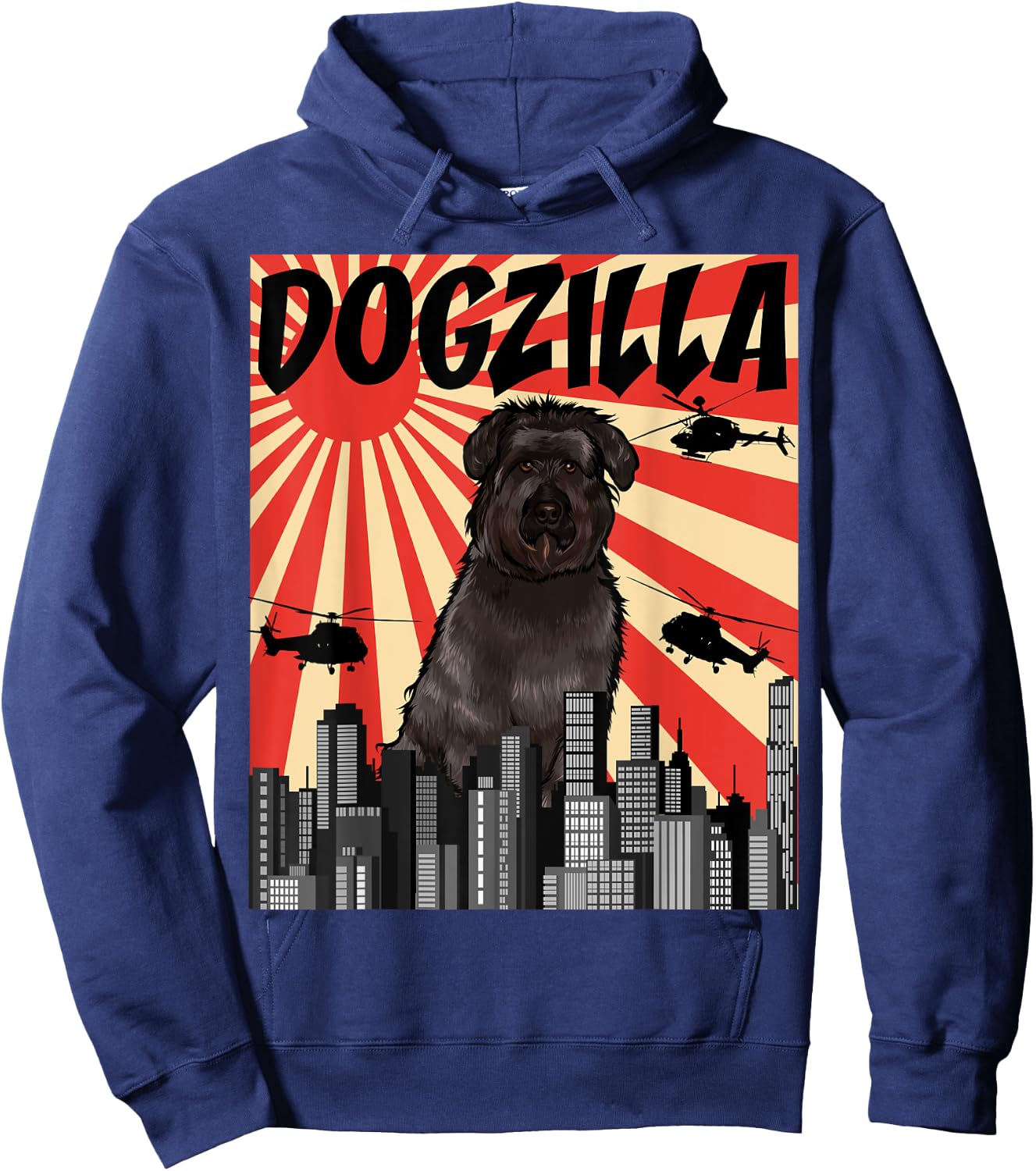 Funny Retro Japanese Dogzilla Bouvier des Flandres Hoodie - Hoodie | Navy
