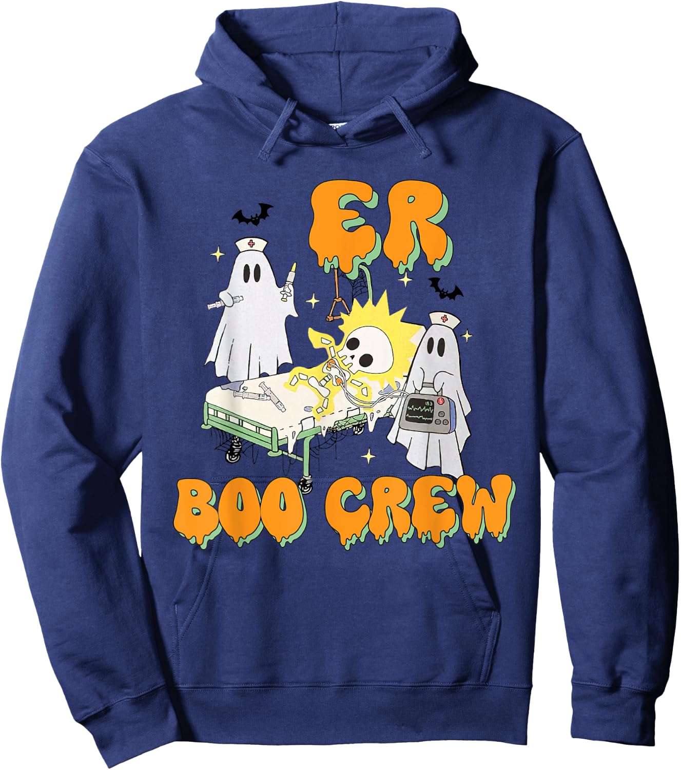 Retro ER Boo Crew Emergency Room Halloween ER Nurse Costume Hoodie - Hoodie | Navy