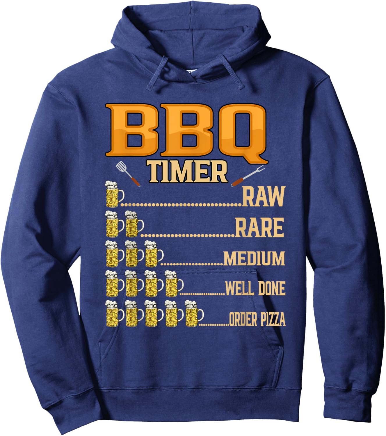 BBQ Timer Raw Rare Medium Well Done Grill Lovers Hoodie - Hoodie | Navy