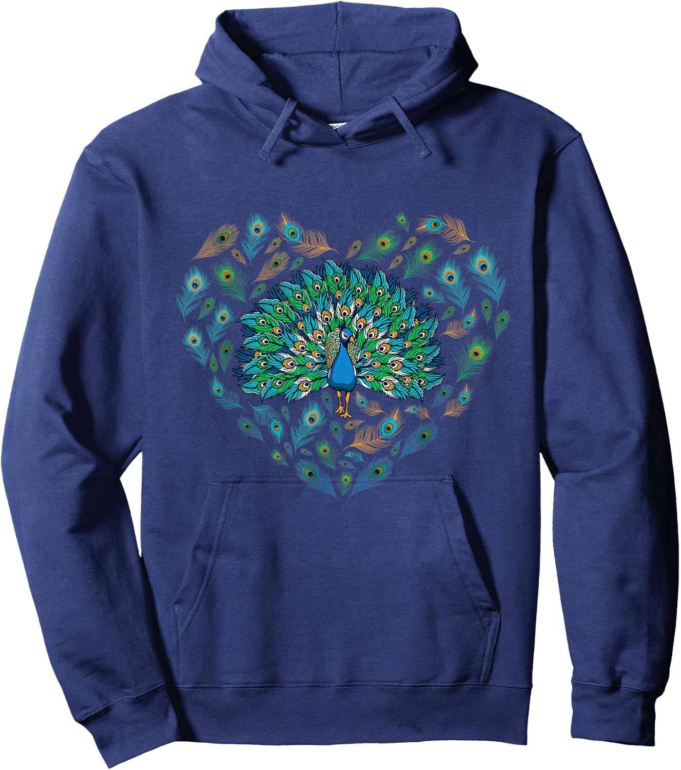 Peacock Decorative Colorful Peacock love heart men women kid Hoodie - Hoodie | Navy