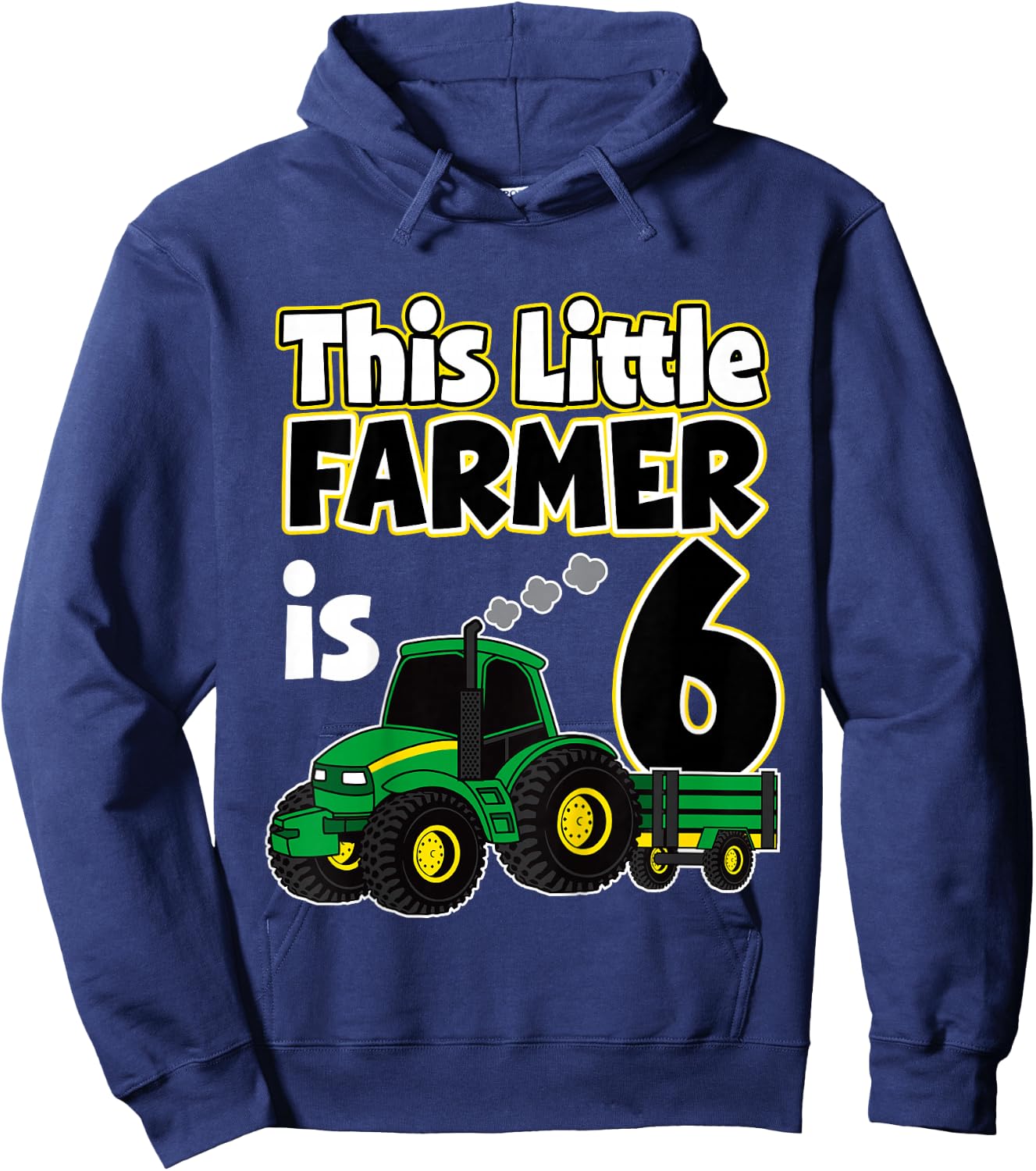 6th Birthday This Little Farmer Tractor 6 Year Old Hoodie - Hoodie | Navy