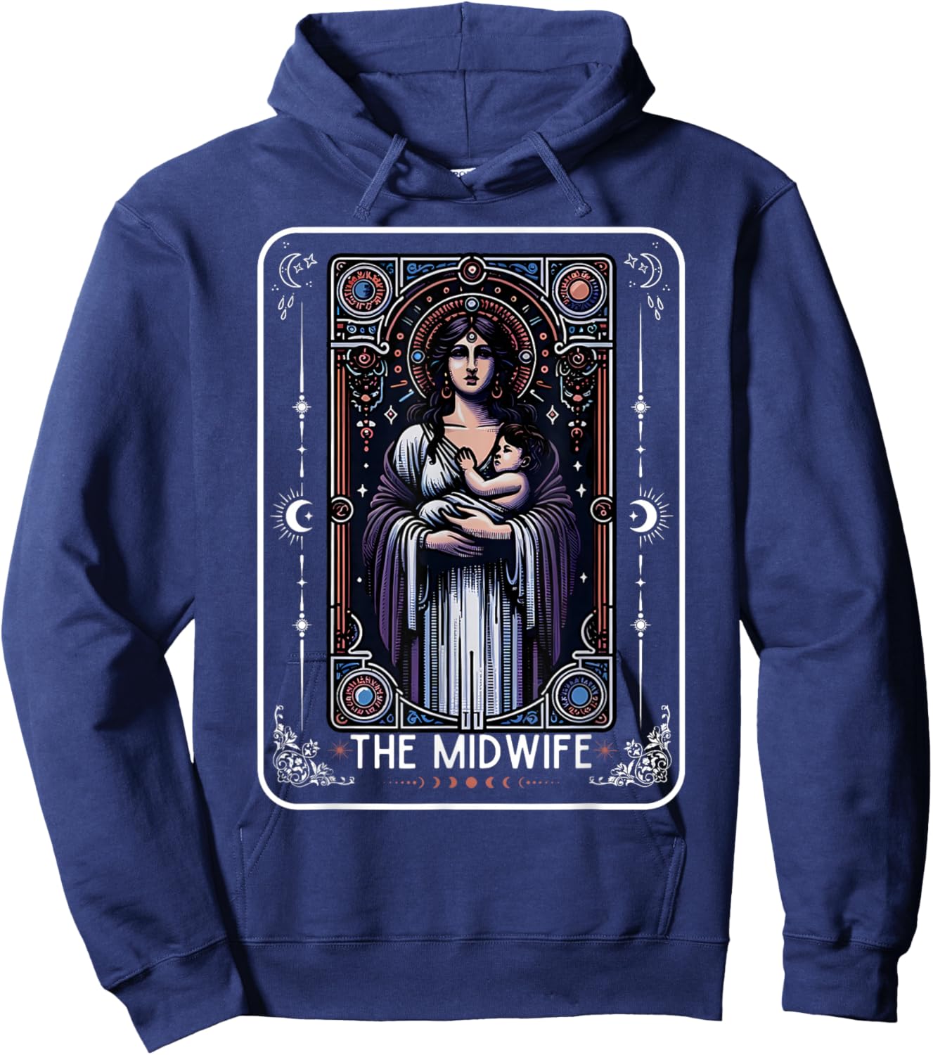 Midwife Tarot Card Witchy Doula L&D Nurse Spooky Midwife Hoodie - Hoodie | Navy