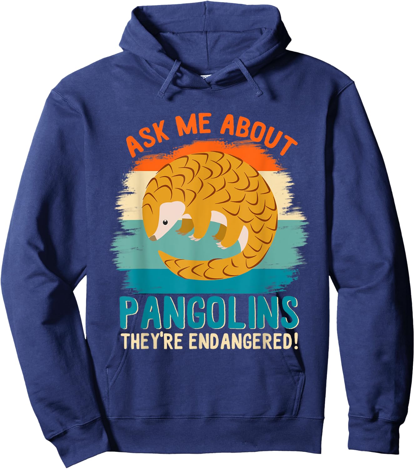Pangolin Shirt Retro Ask Me About Pangolins Awareness Hoodie - Hoodie | Navy