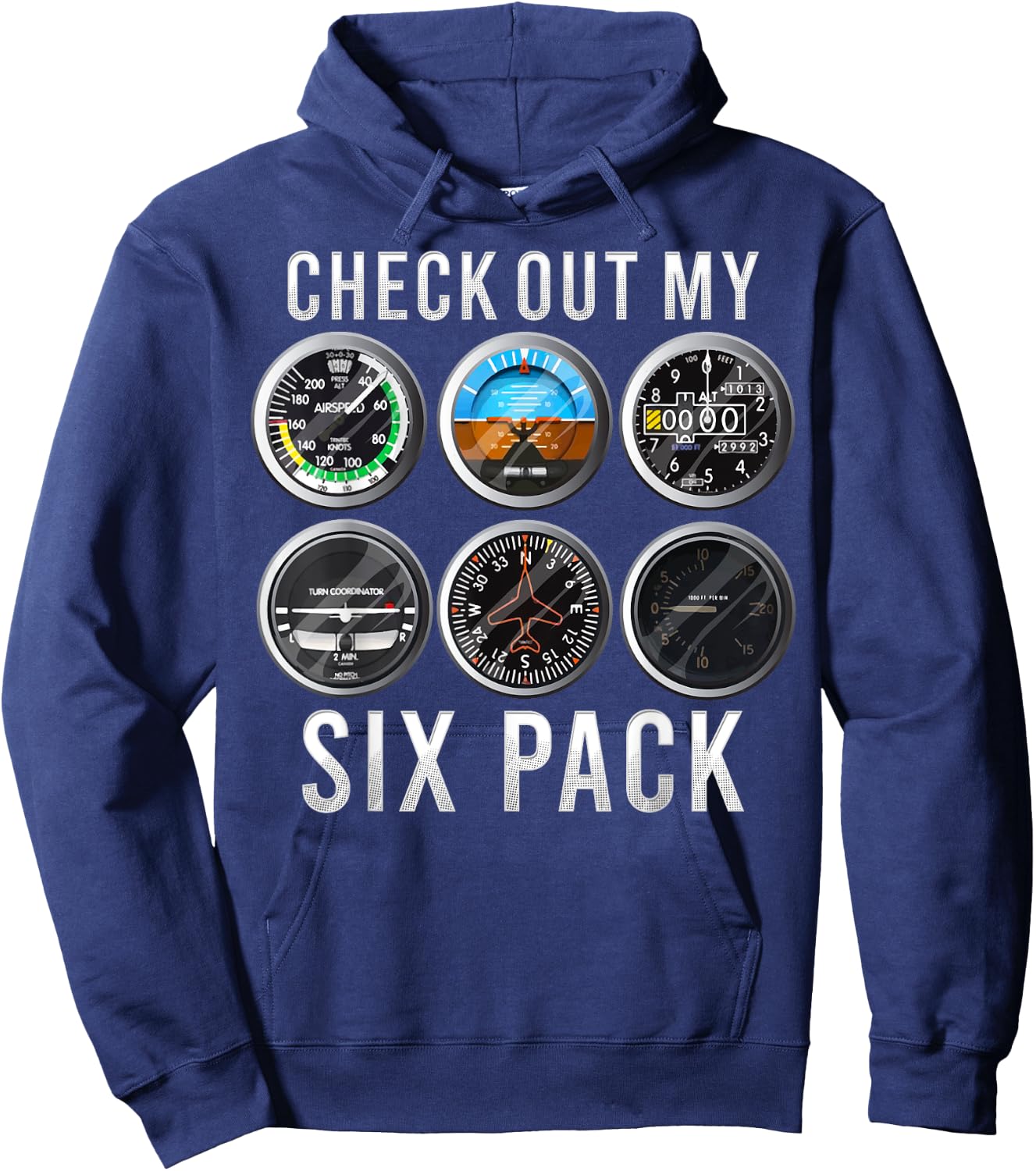 Funny Check Out My Six Pack Airplane Pilot Aviation Hoodie - Hoodie | Navy