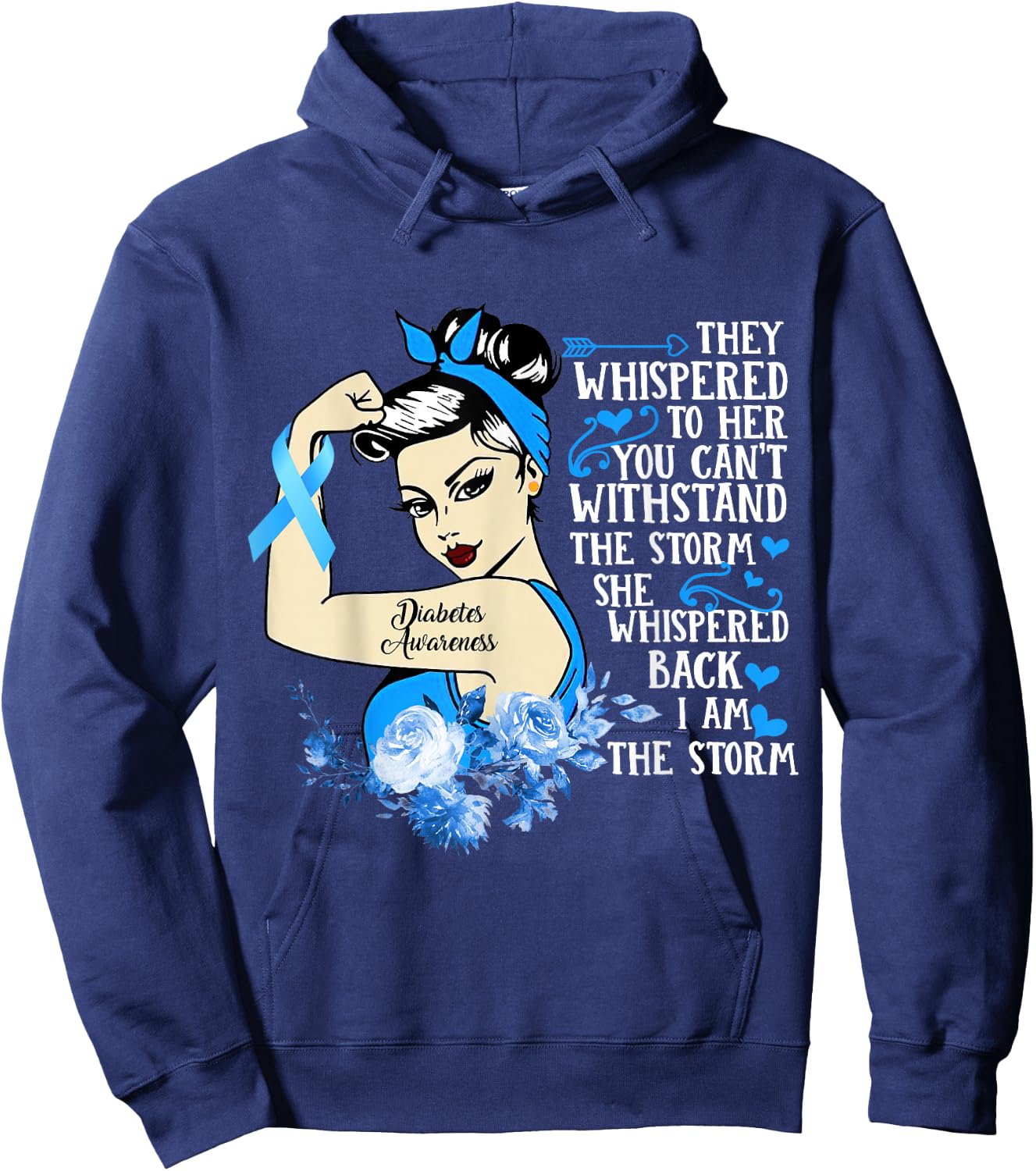 Diabetes Awareness Month Gift Powerful Warrior Women Hoodie - Hoodie | Navy