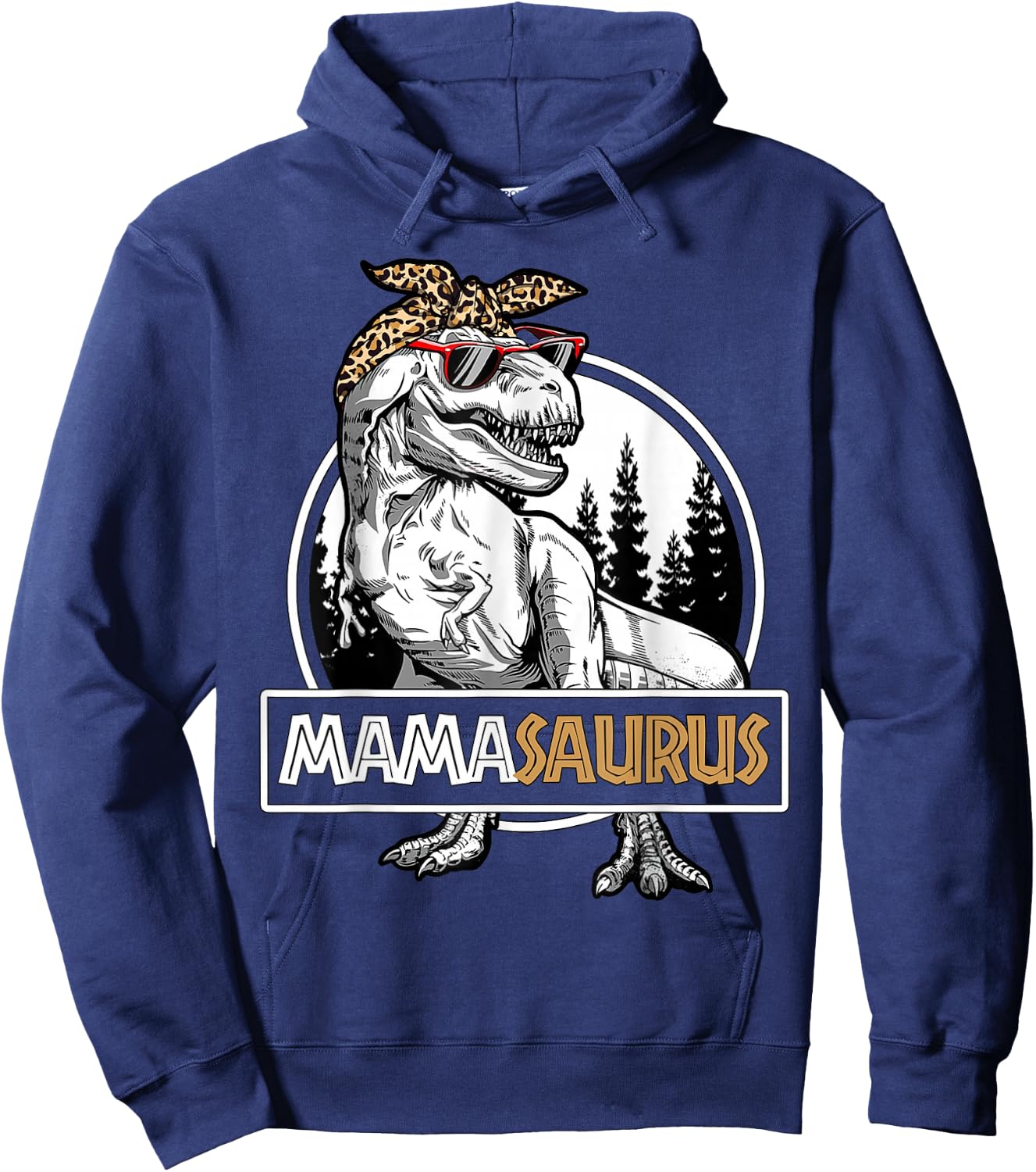 Mamasaurus T Rex Dinosaur Mama Saurus Family Matching Women Hoodie - Hoodie | Navy