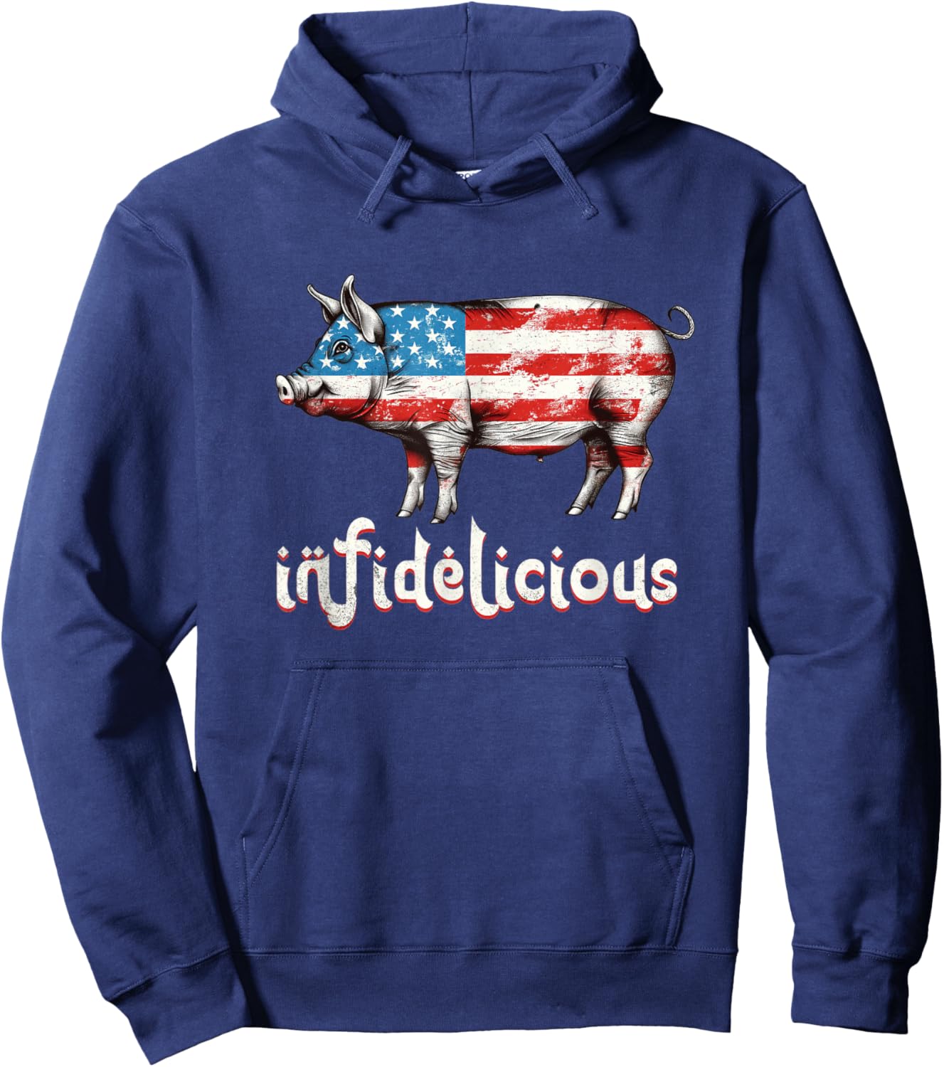 Infidelicious - Funny Barbecue Pork BBQ Pig American Flag Women Kids Men Hoodie - Hoodie | Navy