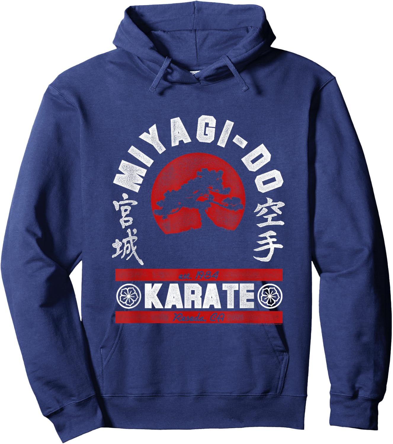The Karate Kid Miyagi-Do Arched Tree Logo Retro Movie Hoodie - Hoodie | Navy