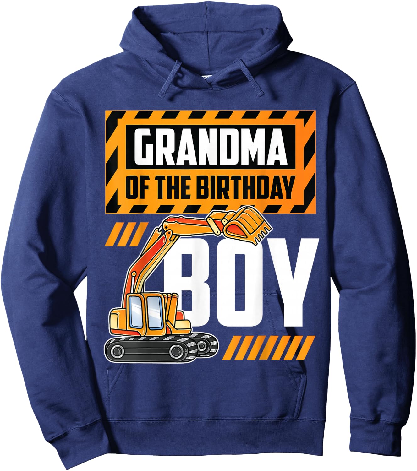 vehicle construction excavator Grandma of the Birthday Boy Hoodie - Hoodie | Navy