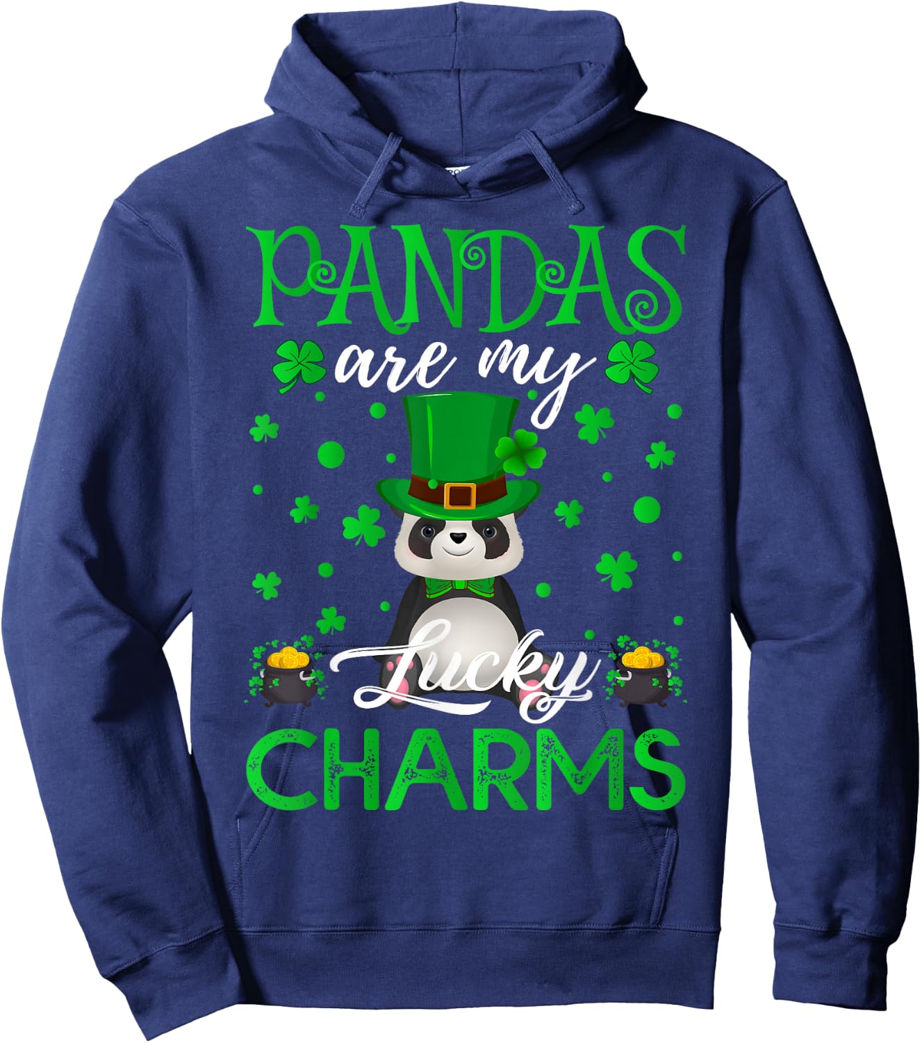 Pandas Are My Lucky Charms Panda St. Patrick's Day Hoodie - Hoodie | Navy