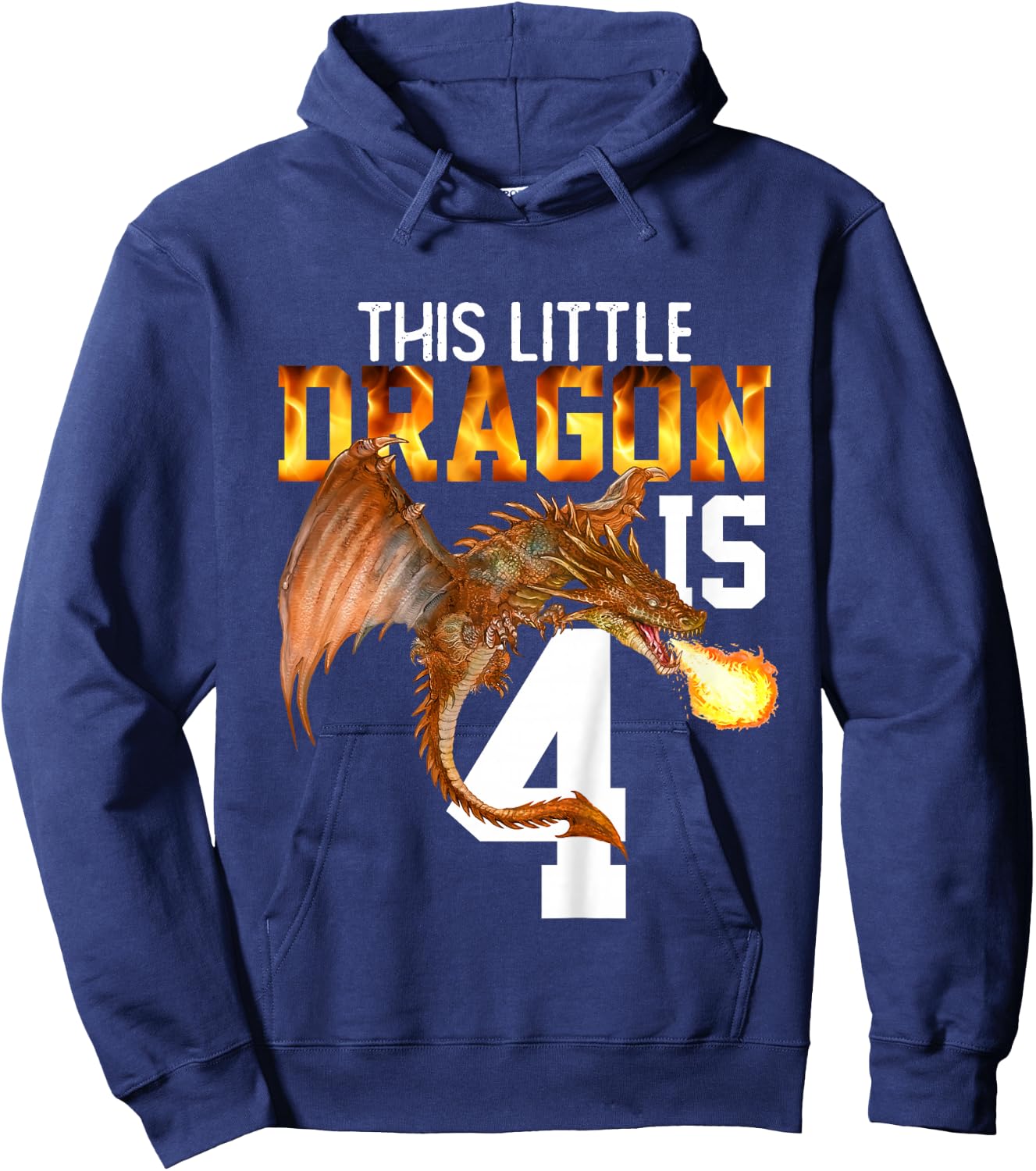 Turning 4 Year Old Birthday Gift Boy Dragon 4th Bday Girl Hoodie - Hoodie | Navy