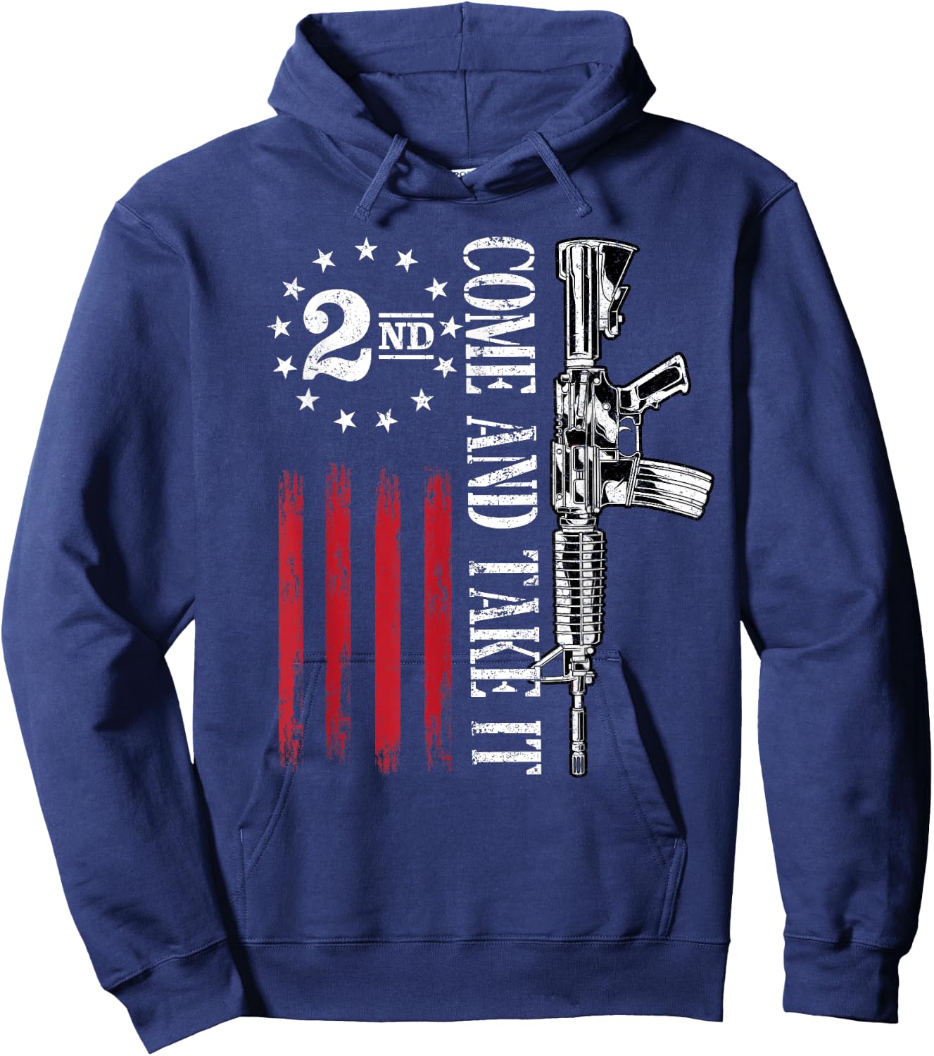 Come and take it 2nd Amendment Flag 2A Libertarian Usa Flag Hoodie - Hoodie | Navy