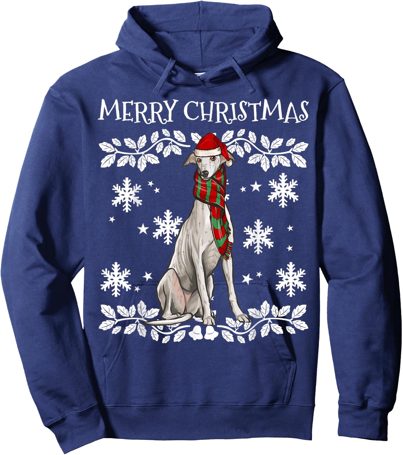 Merry Christmas Ornament Greyhound Xmas Santa Hoodie - Hoodie | Navy