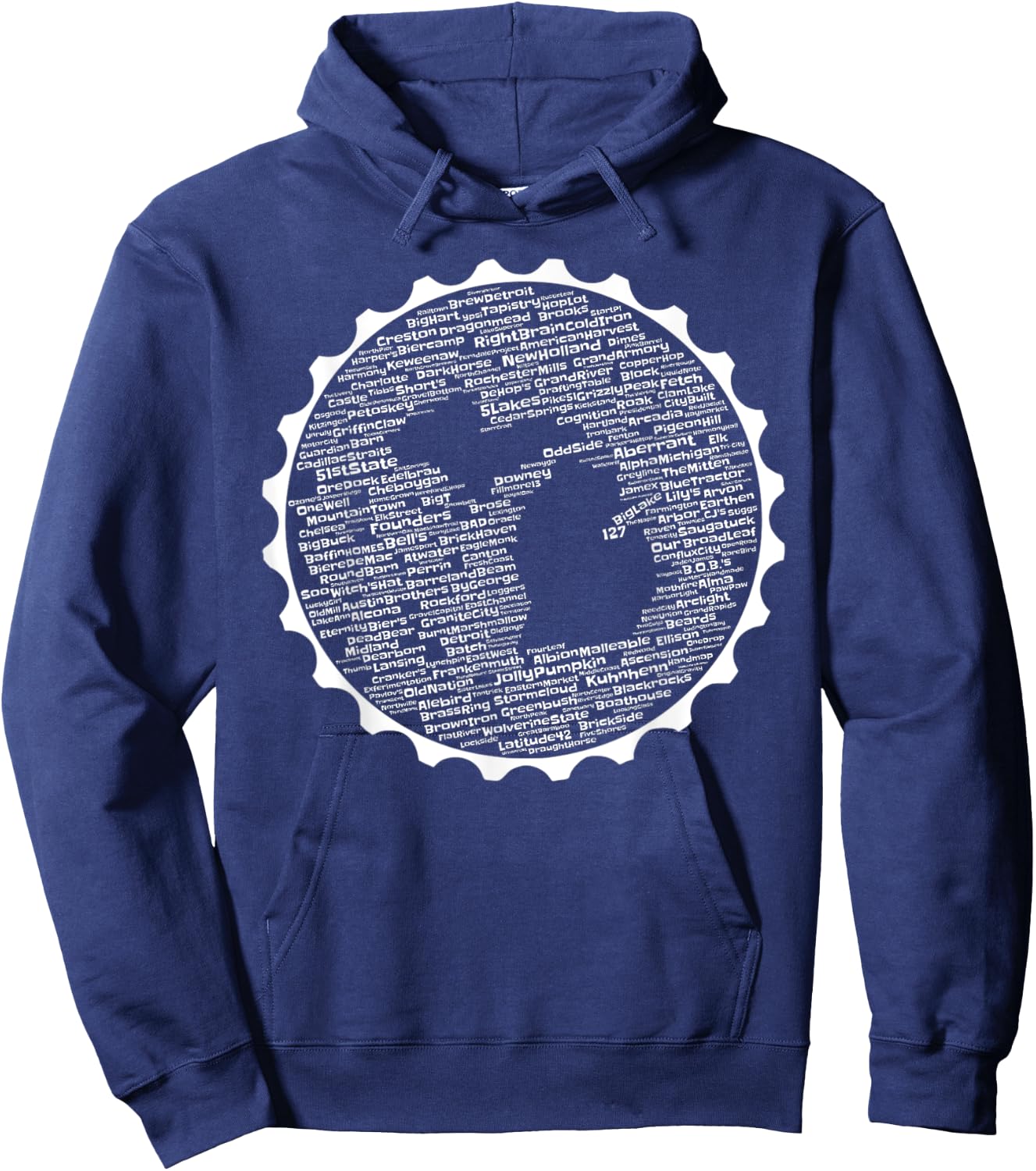 Cracked Toad Design Co. Michigan Breweries - -Adults, Black, Small Hoodie - Hoodie | Navy