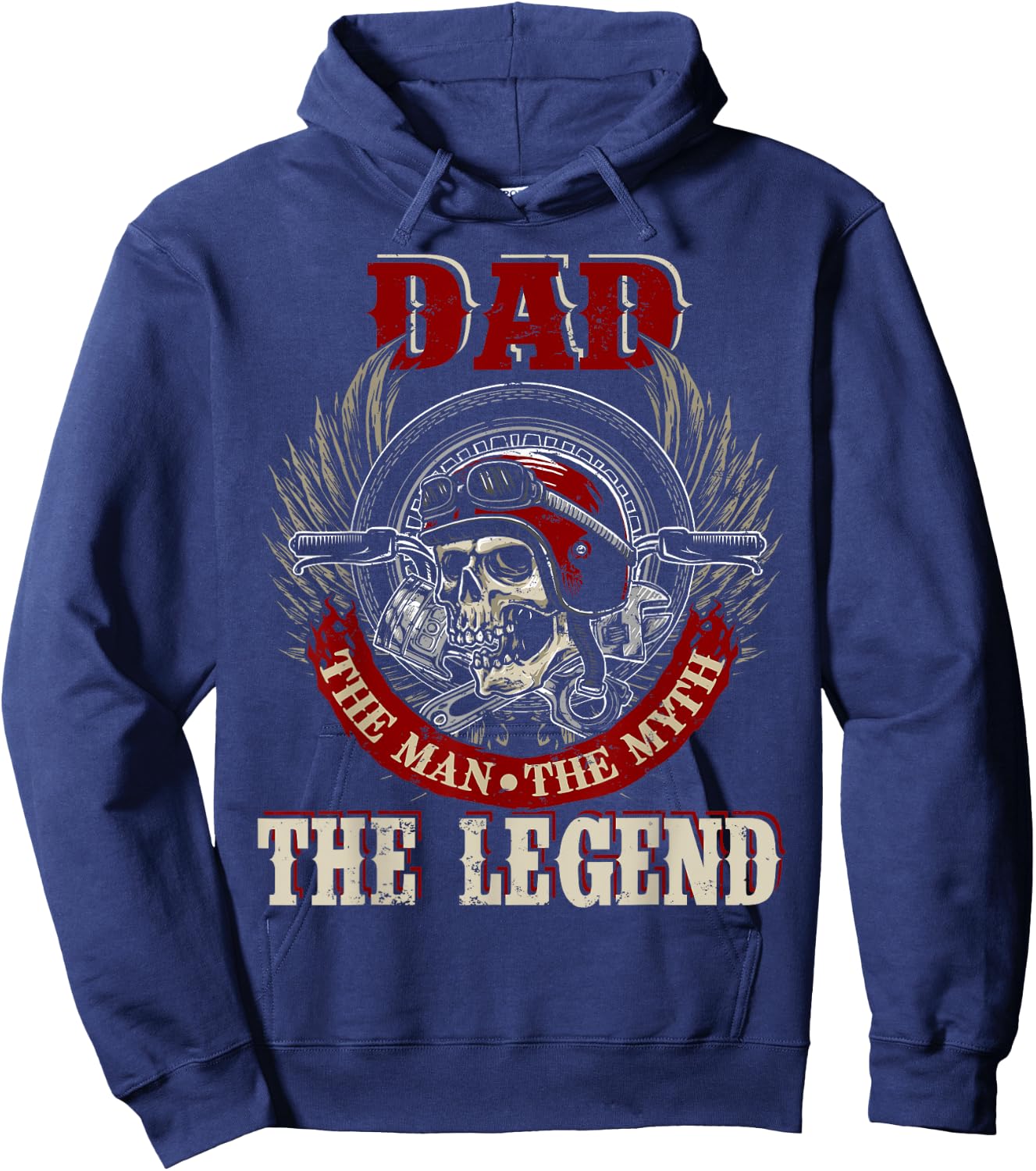 Dad The Man The Myth Happy Father's Day Skull Biker Lover Hoodie - Hoodie | Navy