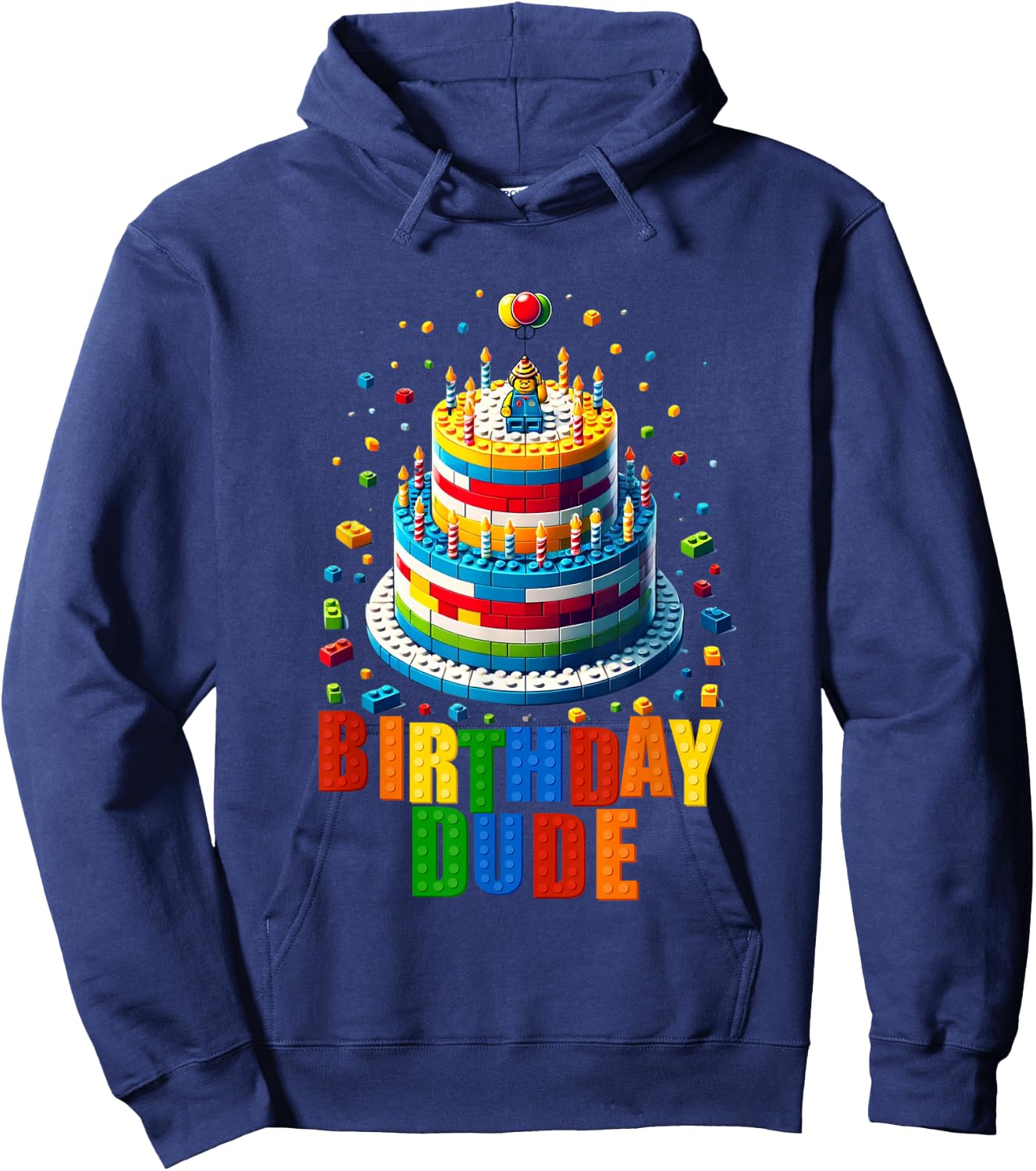 Building Bricks Cake Birthday Dude Master Builder Hoodie - Hoodie | Navy