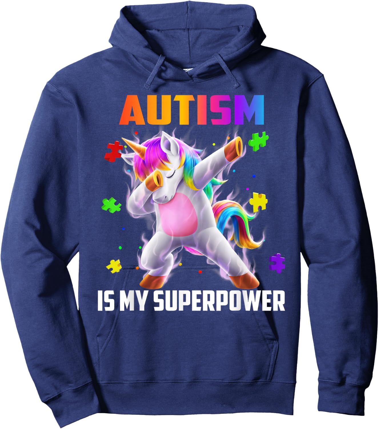 Autism Is My Superpower Dabbing Unicorn Gift Kids Boys Girls Hoodie - Hoodie | Navy
