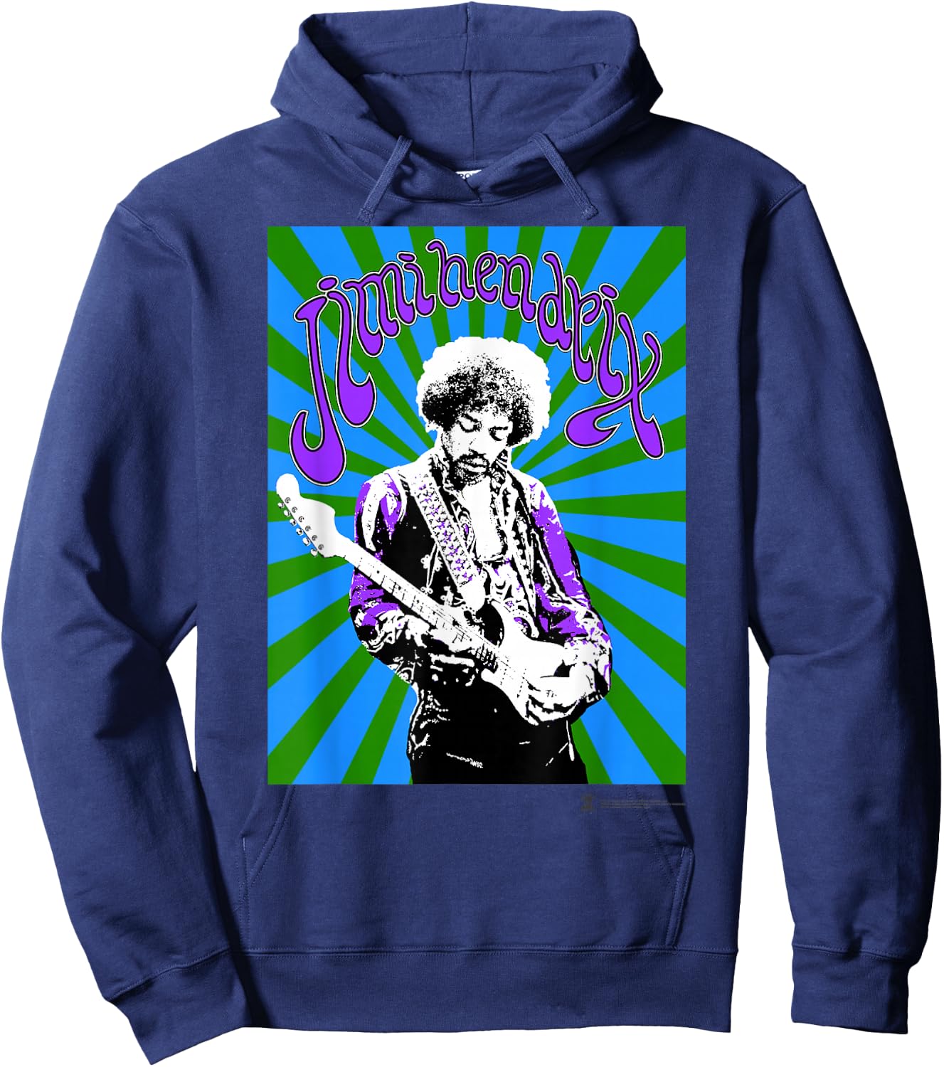 Jimi Hendrix Official Black Spiral Hoodie - Hoodie | Navy