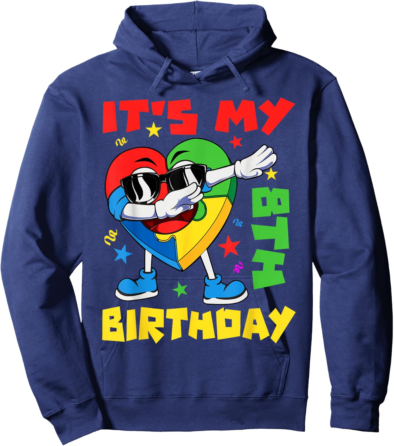 It's My 8th Birthday Dabbing Puzzle Pieces Autism Awareness Hoodie - Hoodie | Navy