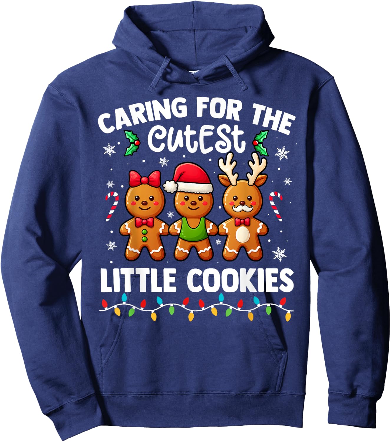 Caring For Cutest Little Cookies Pediatric Nurse Christmas Hoodie - Hoodie | Navy