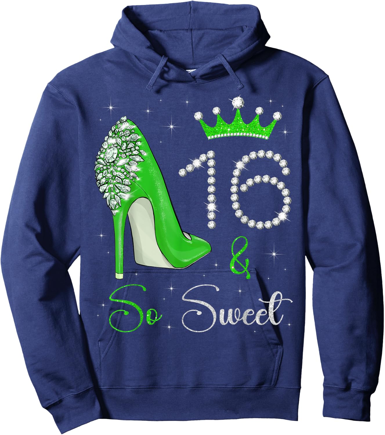 16 And So Sweet 16th Birthday 16 Years Old Bday Queen Hoodie - Hoodie | Navy